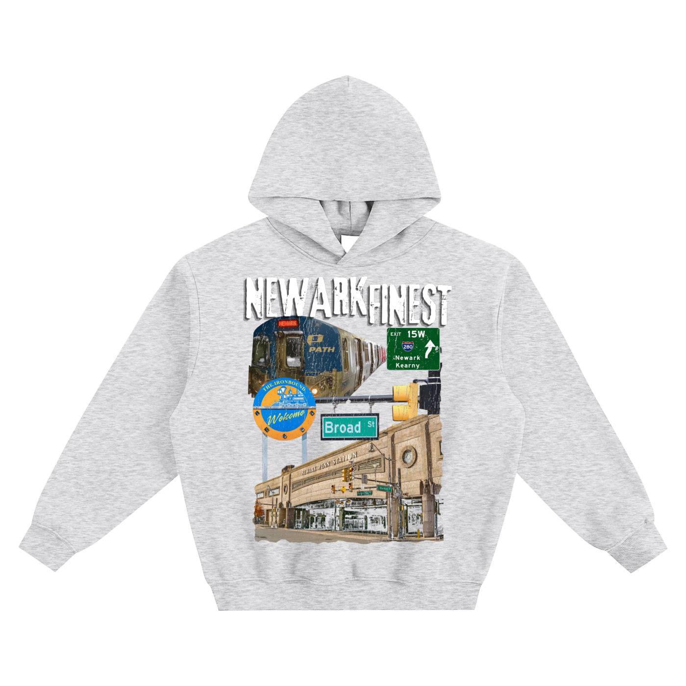 NEWARK FINEST "BROAD STATEMENT" Hoodies (Grey & Black)