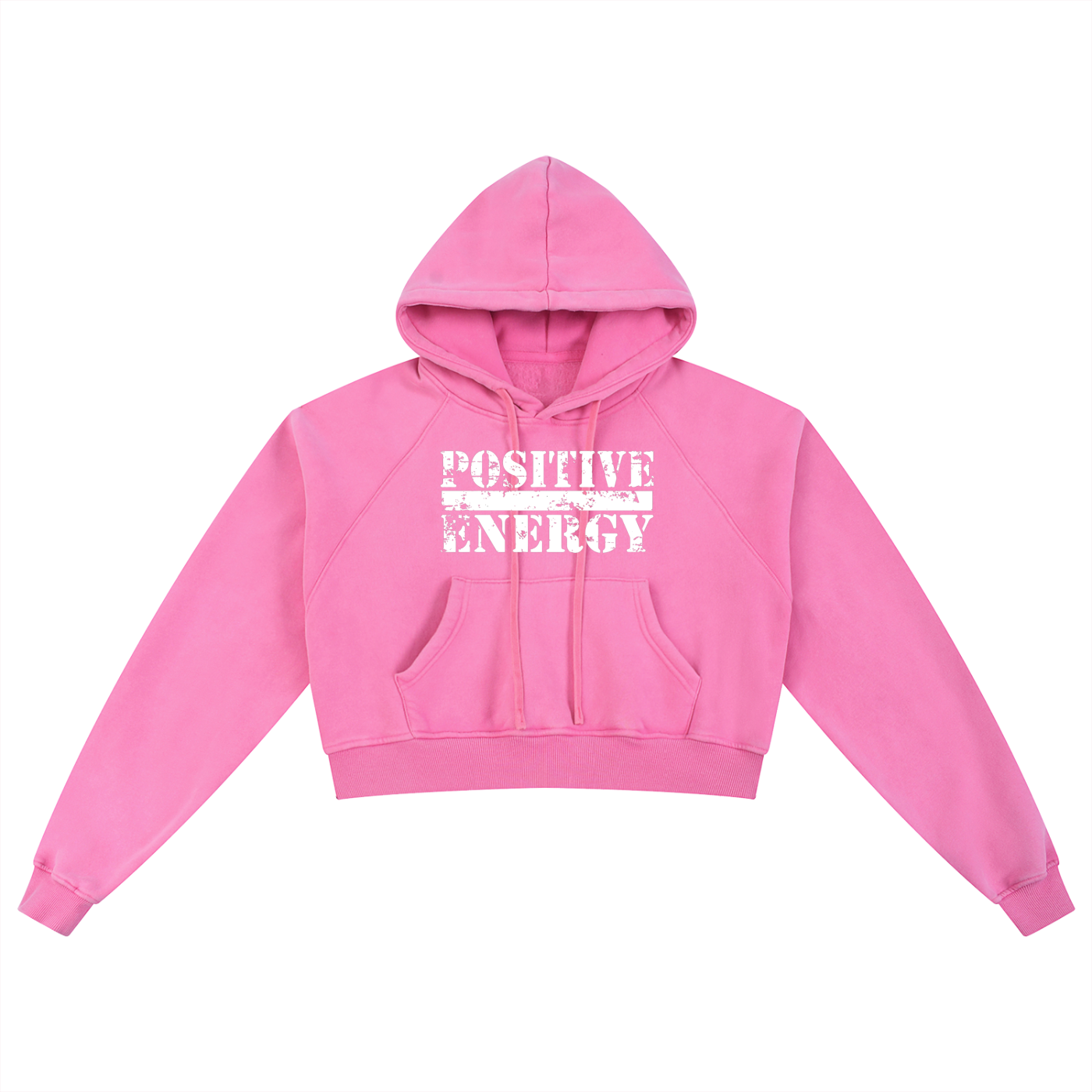 POSITIVE ENERGY W Snow Washed Cropped Hoodie (SKY BLUE)