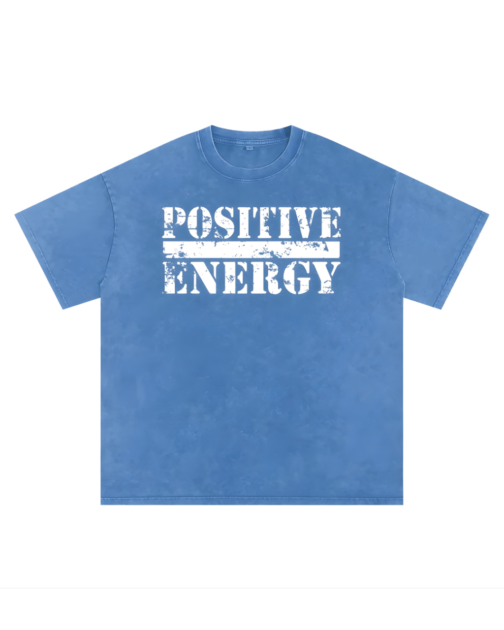 POSITIVE ENERGY Premium Snow Washed Oversized T-Shirt (BLUE)