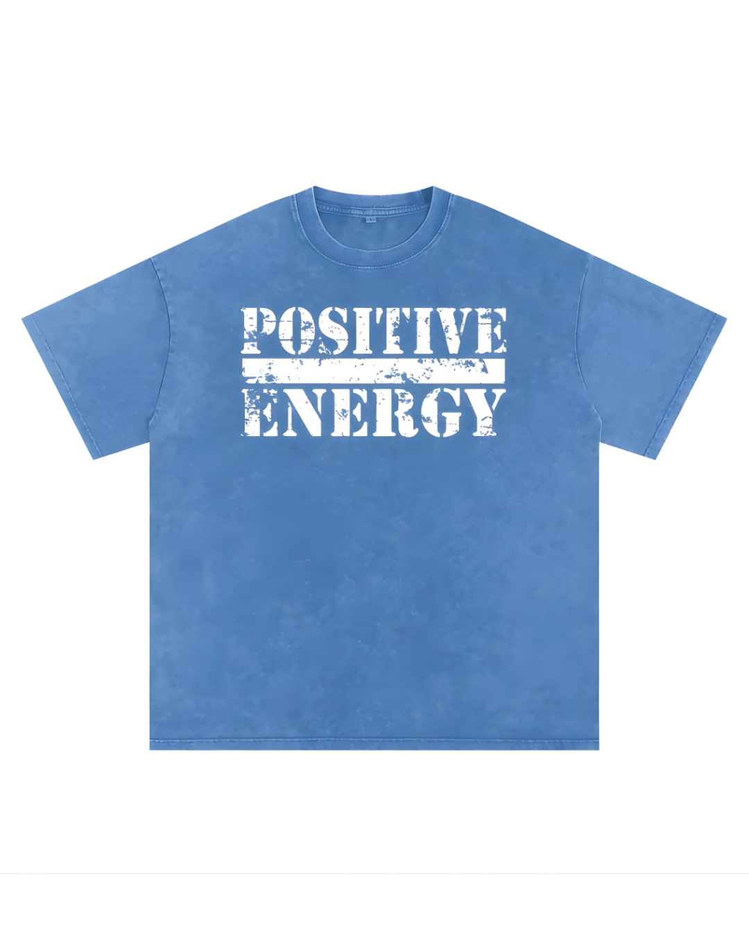 POSITIVE ENERGY Premium Snow Washed Oversized T-Shirt (BLUE)