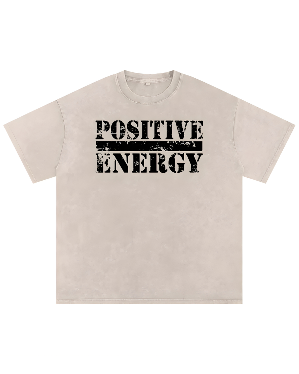 POSITIVE ENERGY Premium Snow Washed Oversized T-Shirt (BEIGE)