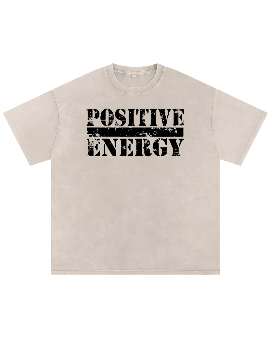 POSITIVE ENERGY Premium Snow Washed Oversized T-Shirt (BEIGE)