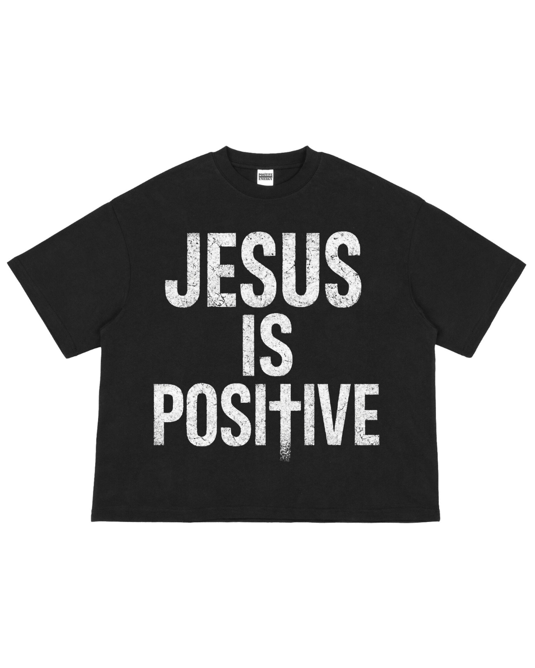 POSITIVE ENERGY "Jesus is POSItIVE" Oversized Boxy T-Shirt