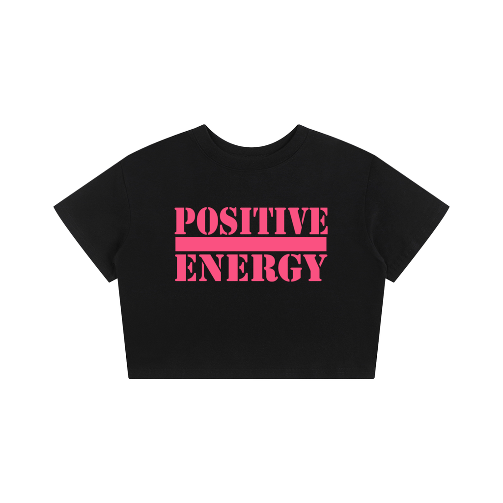 POSITIVE ENERGY W Baby Tee Seamless T-Shirt (WHITE)