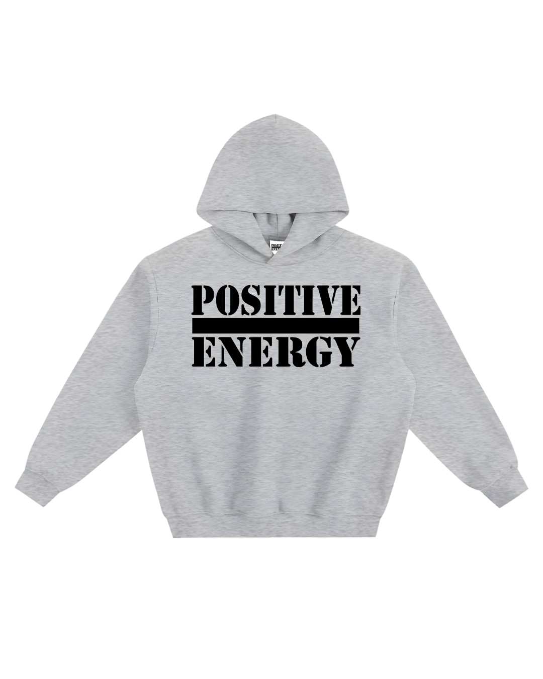 POSITIVE ENERGY Fleeced Boxy Hoodie (GREY)