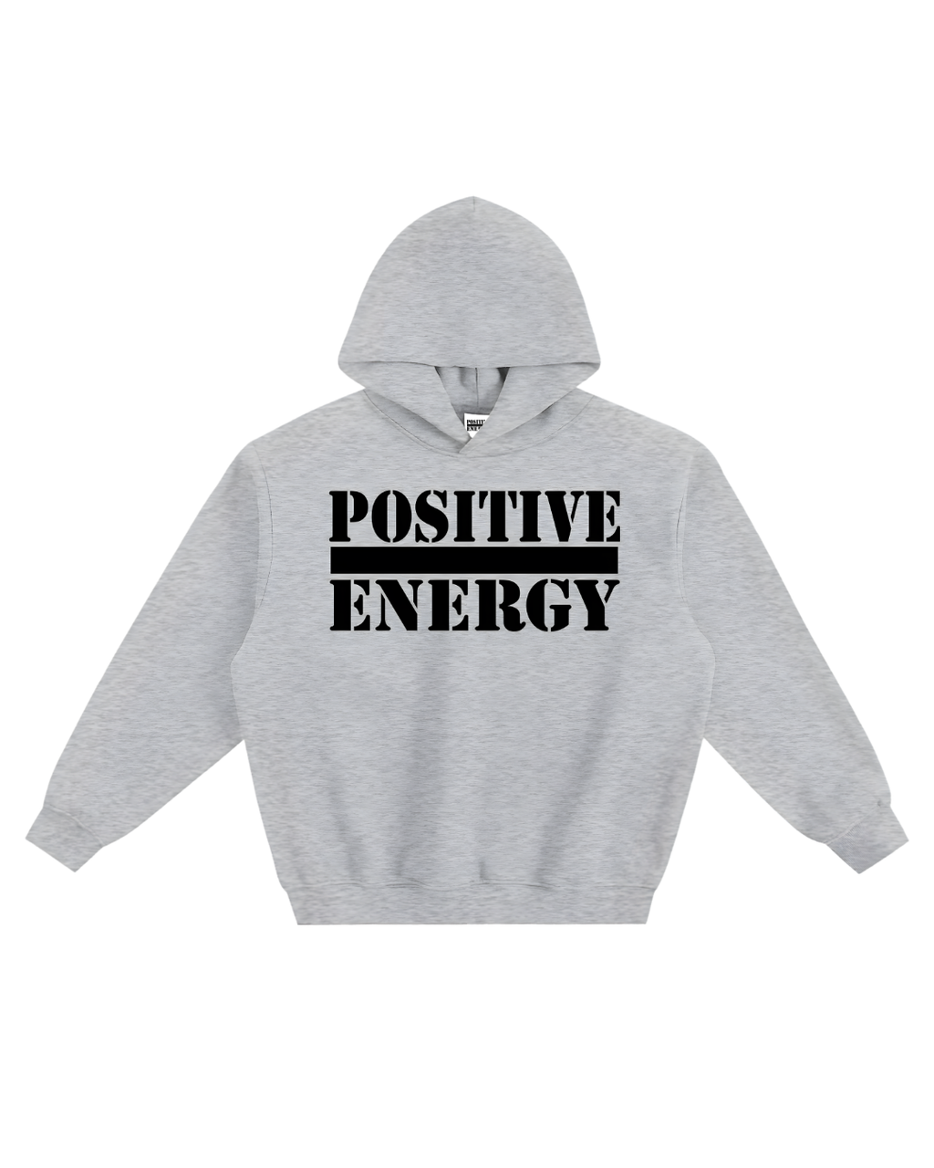 POSITIVE ENERGY Fleeced Boxy Hoodie (GREY)