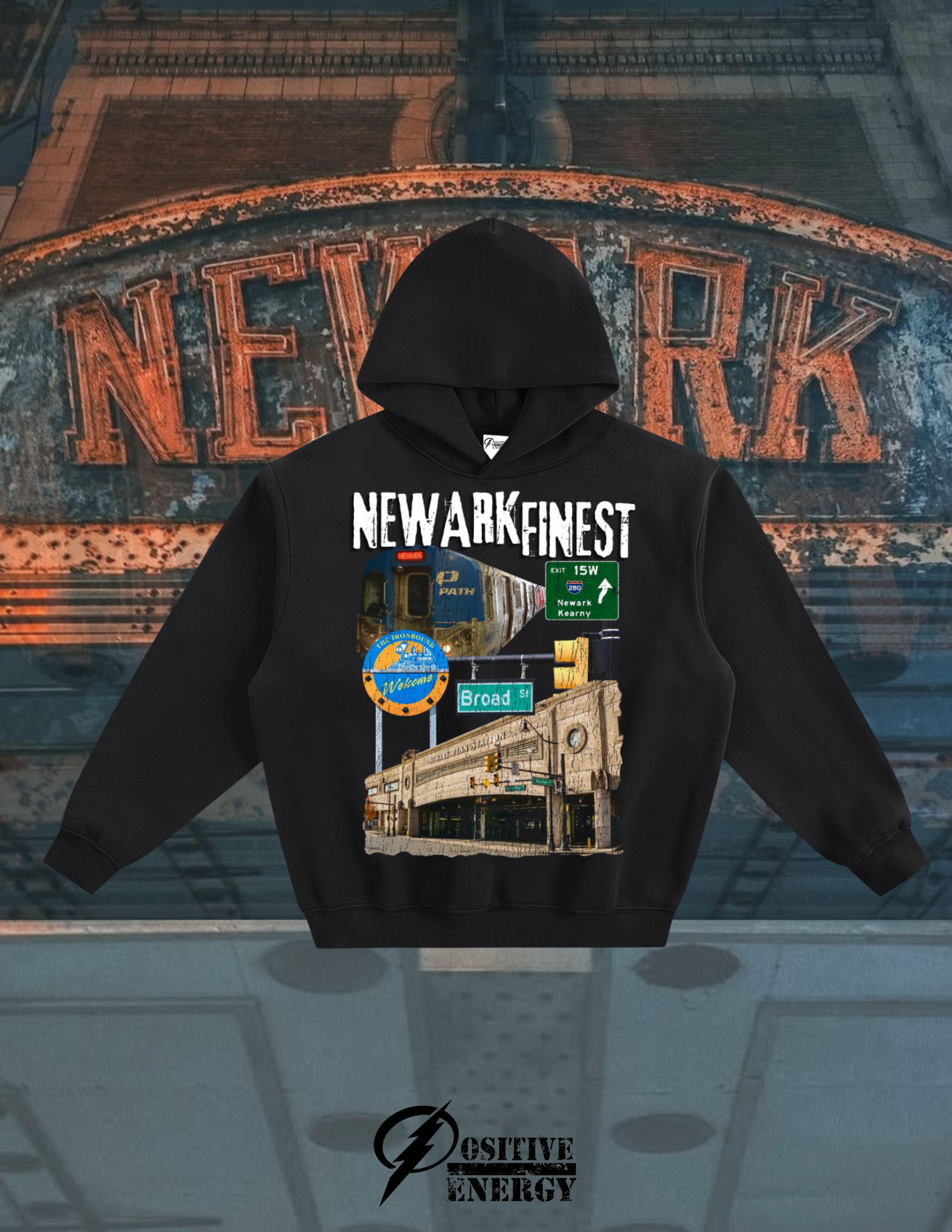 NEWARK FINEST "BROAD STATEMENT" Hoodies (Grey & Black)
