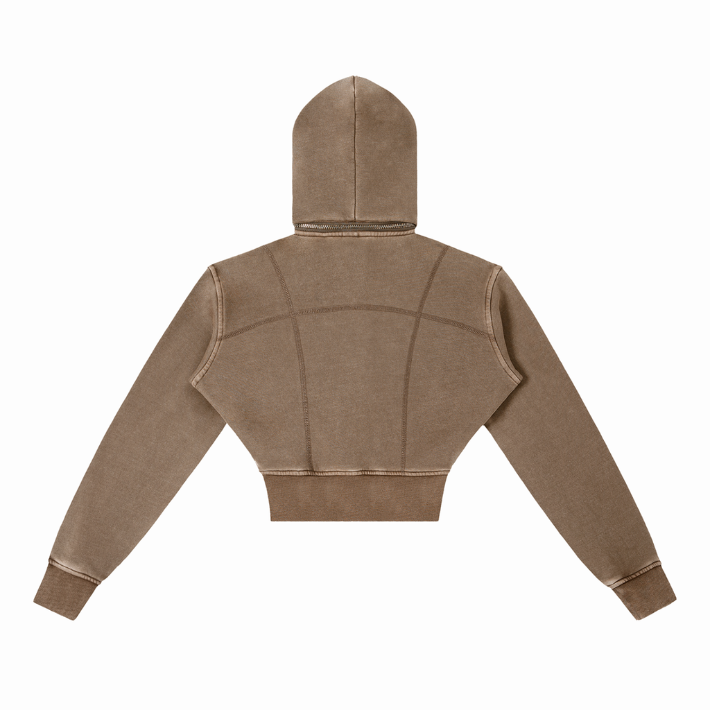POSITIVE ENERGY W Vintage Washed Cropped Fleece Hoodie (BLACK)