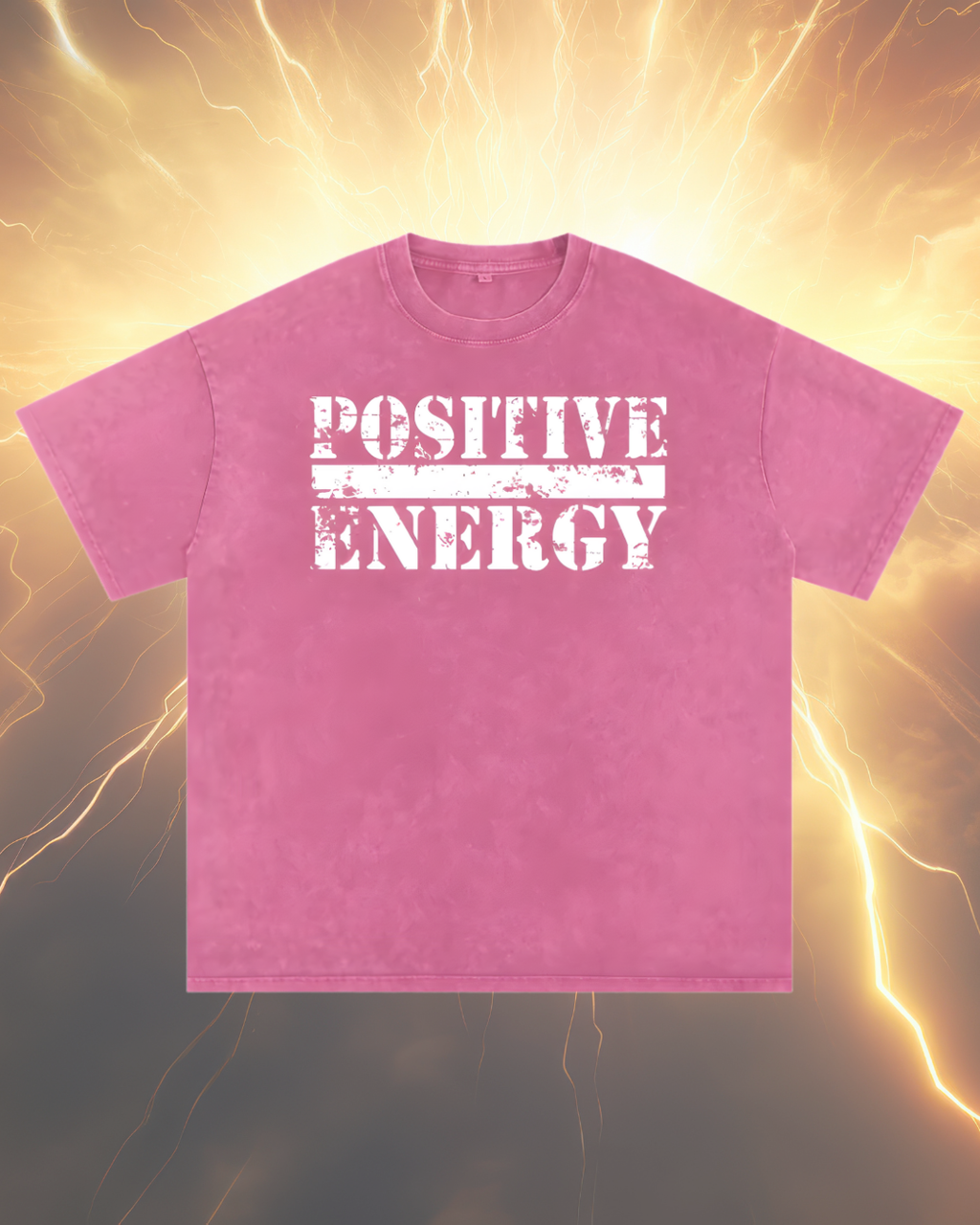 POSITIVE ENERGY Premium Snow Washed Oversized T-Shirt (PINK)