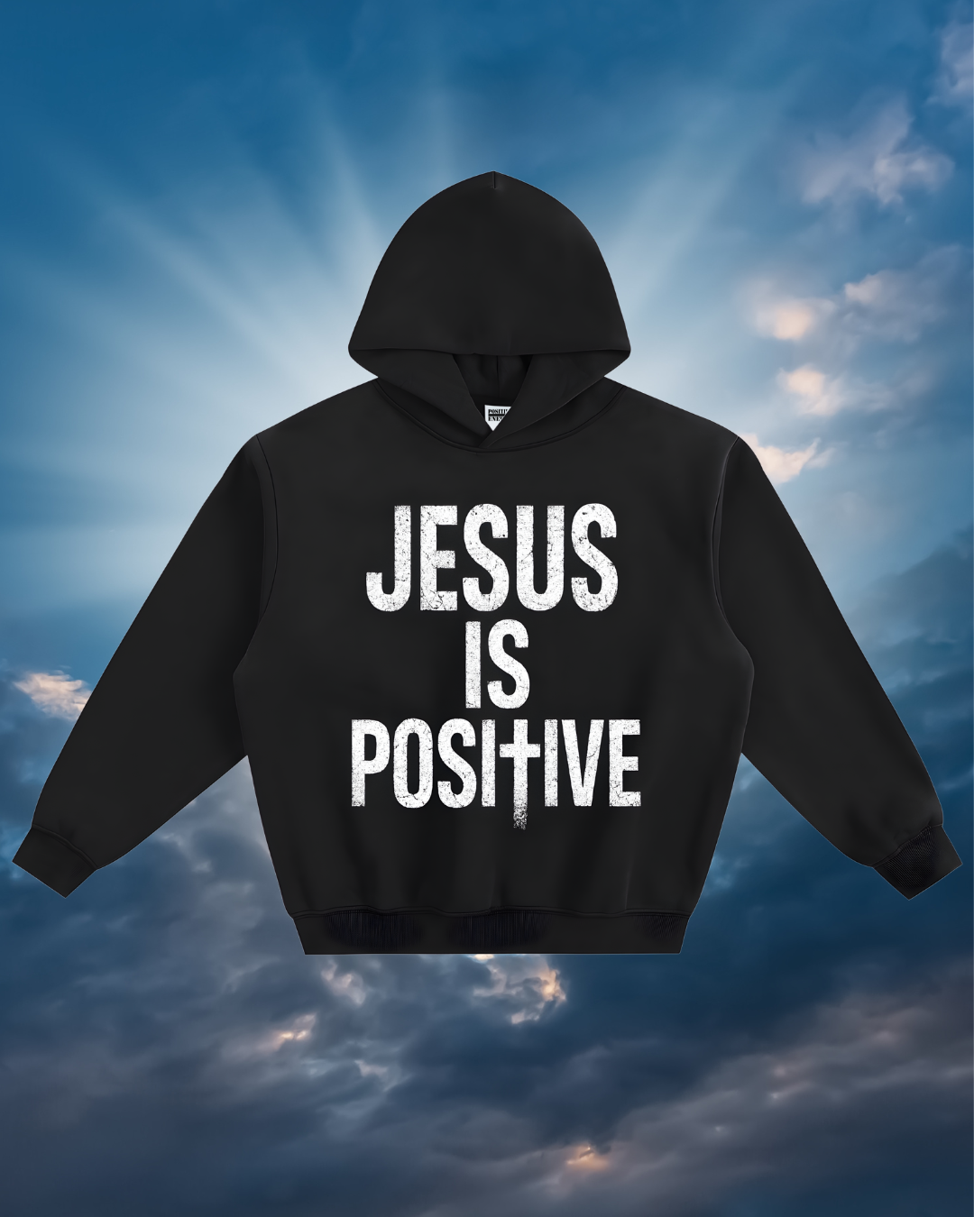 POSITIVE ENERGY "Jesus is POSItIVE" Premium Fleeced Boxy Hoodie