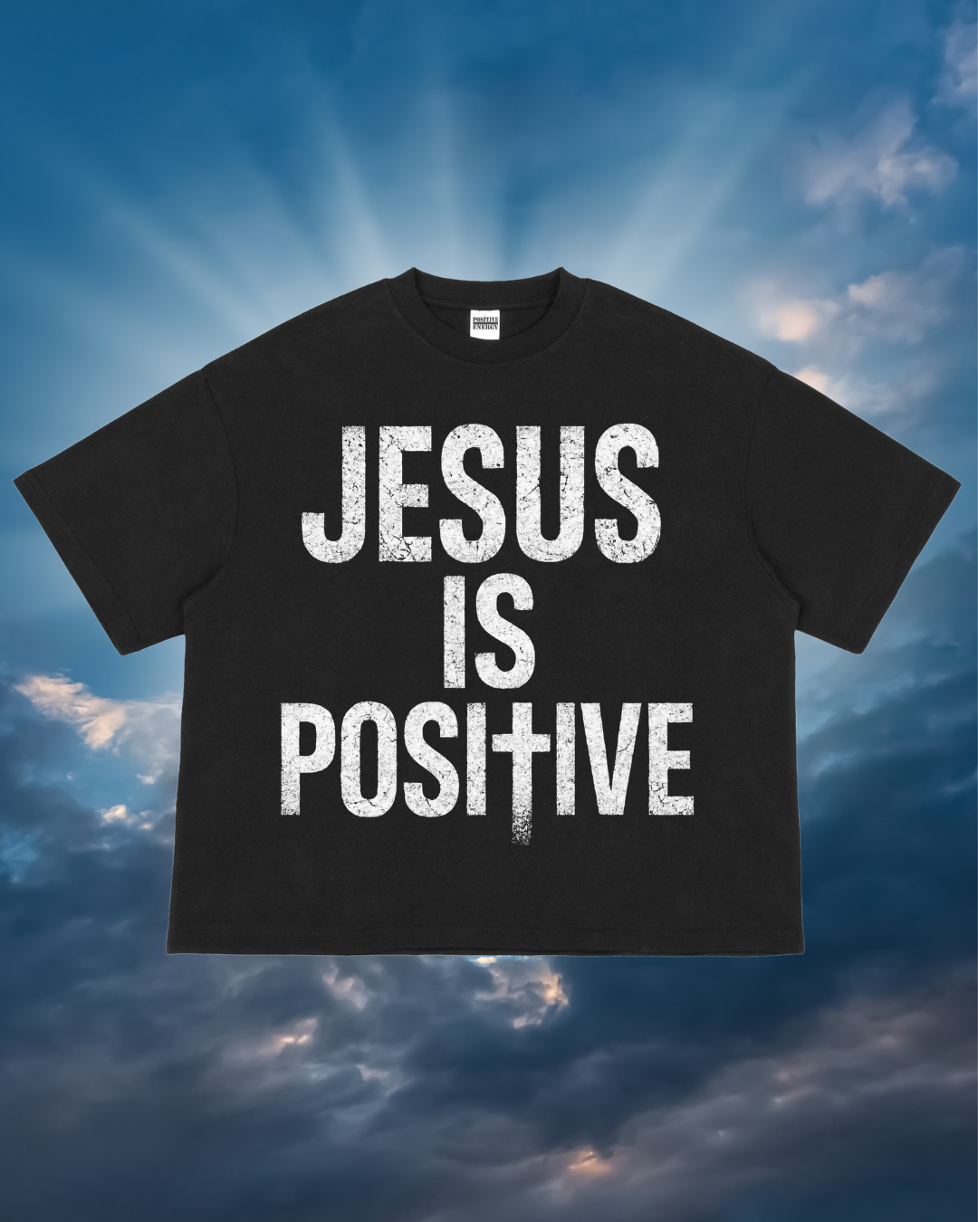 POSITIVE ENERGY "Jesus is POSItIVE" Oversized Boxy T-Shirt