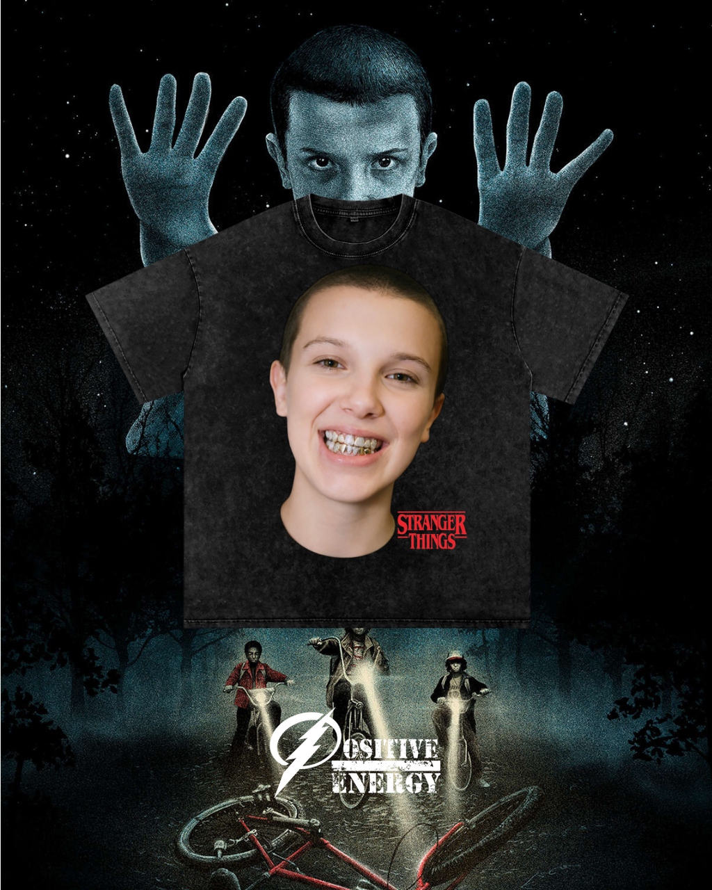 Stranger Things Drippy ELEVEN Unisex Acid Wash Streetwear Graphic T-Shirt