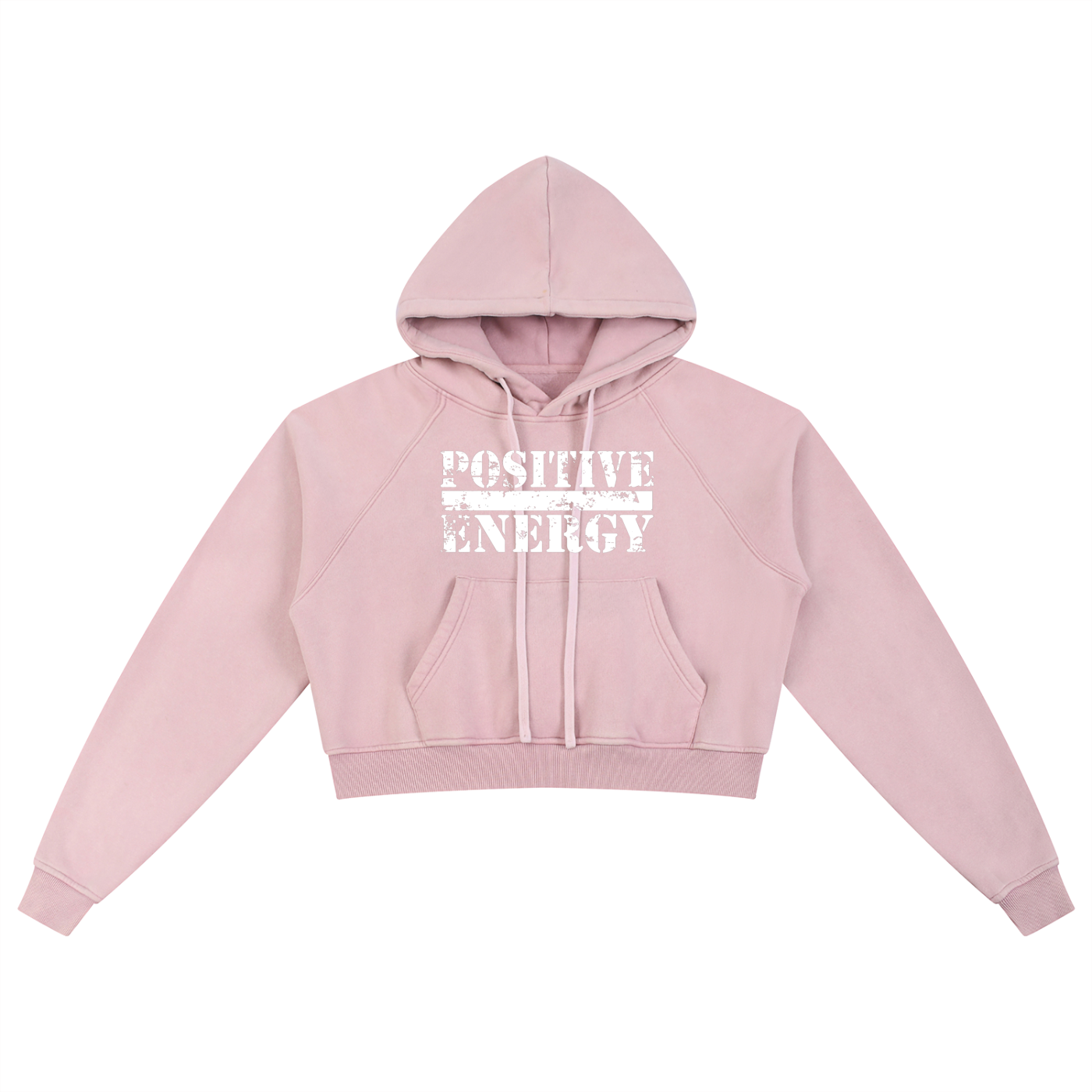 POSITIVE ENERGY W Snow Washed Cropped Hoodie (SKY BLUE)