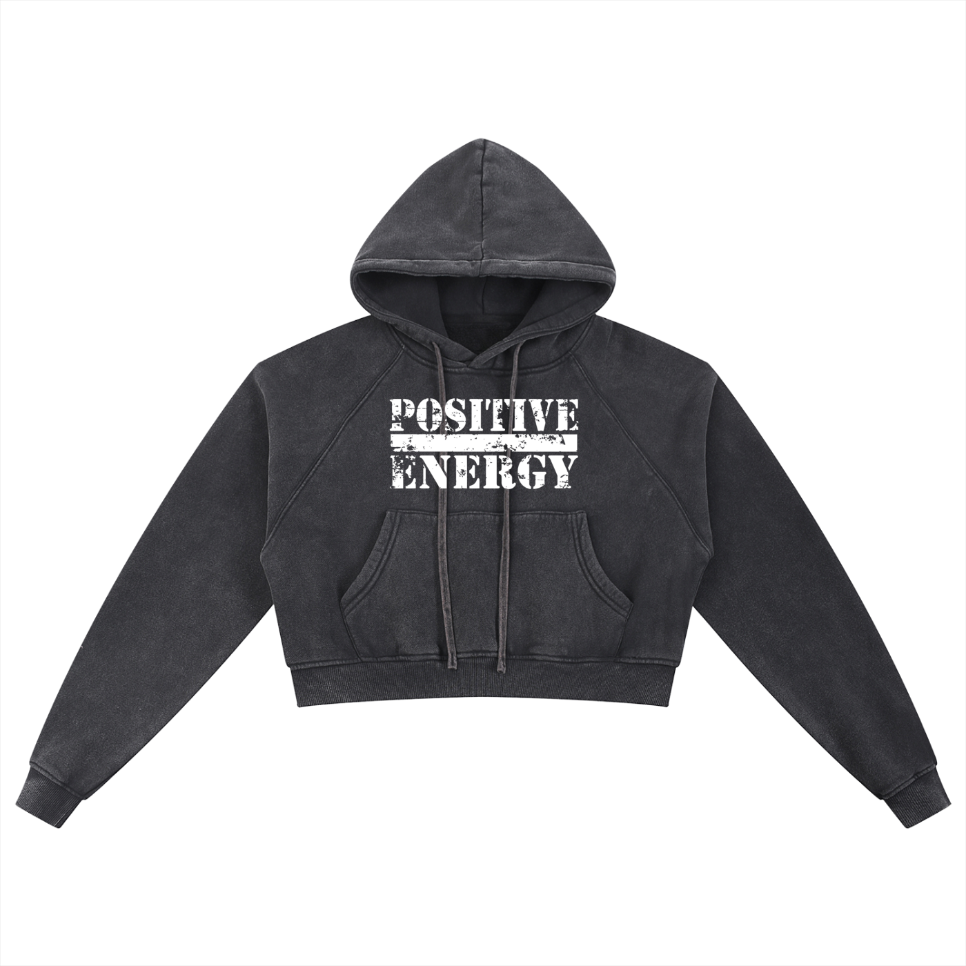 POSITIVE ENERGY W Snow Washed Cropped Hoodie (SKY BLUE)