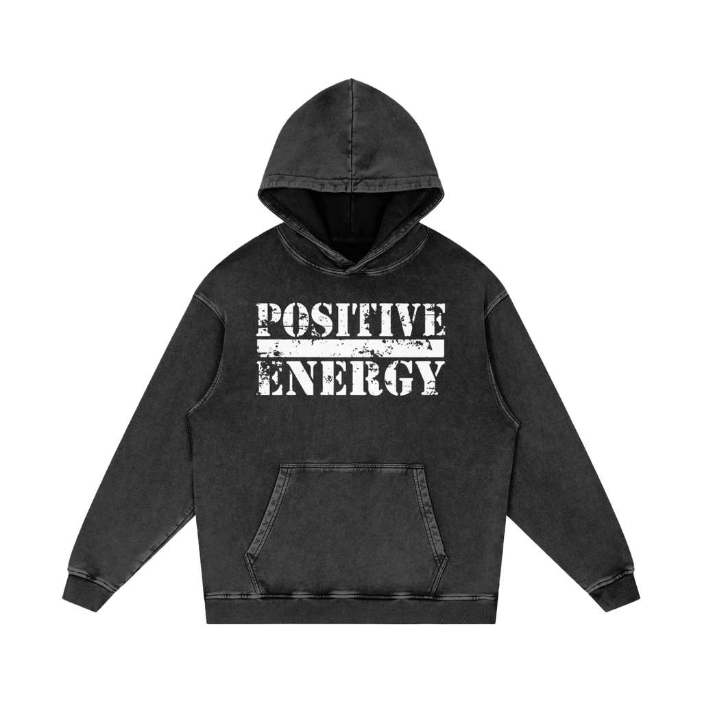 POSITIVE ENERGY Snow Washed Loose Cotton Hoodie