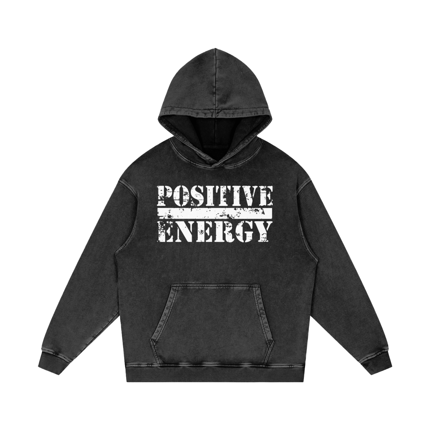 POSITIVE ENERGY Snow Washed Loose Cotton Hoodie
