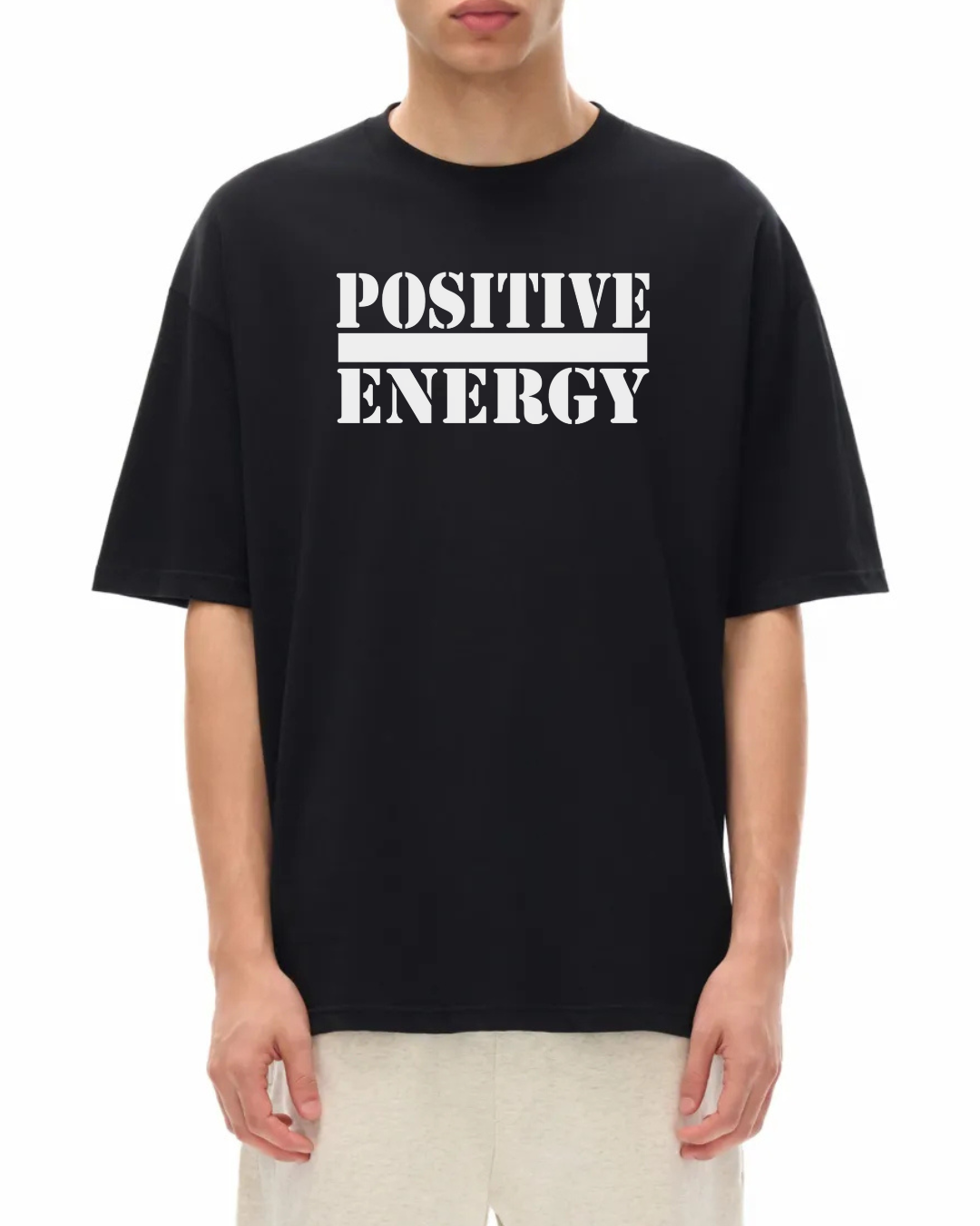 POSITIVE ENERGY Oversized T-Shirt (BLACK)