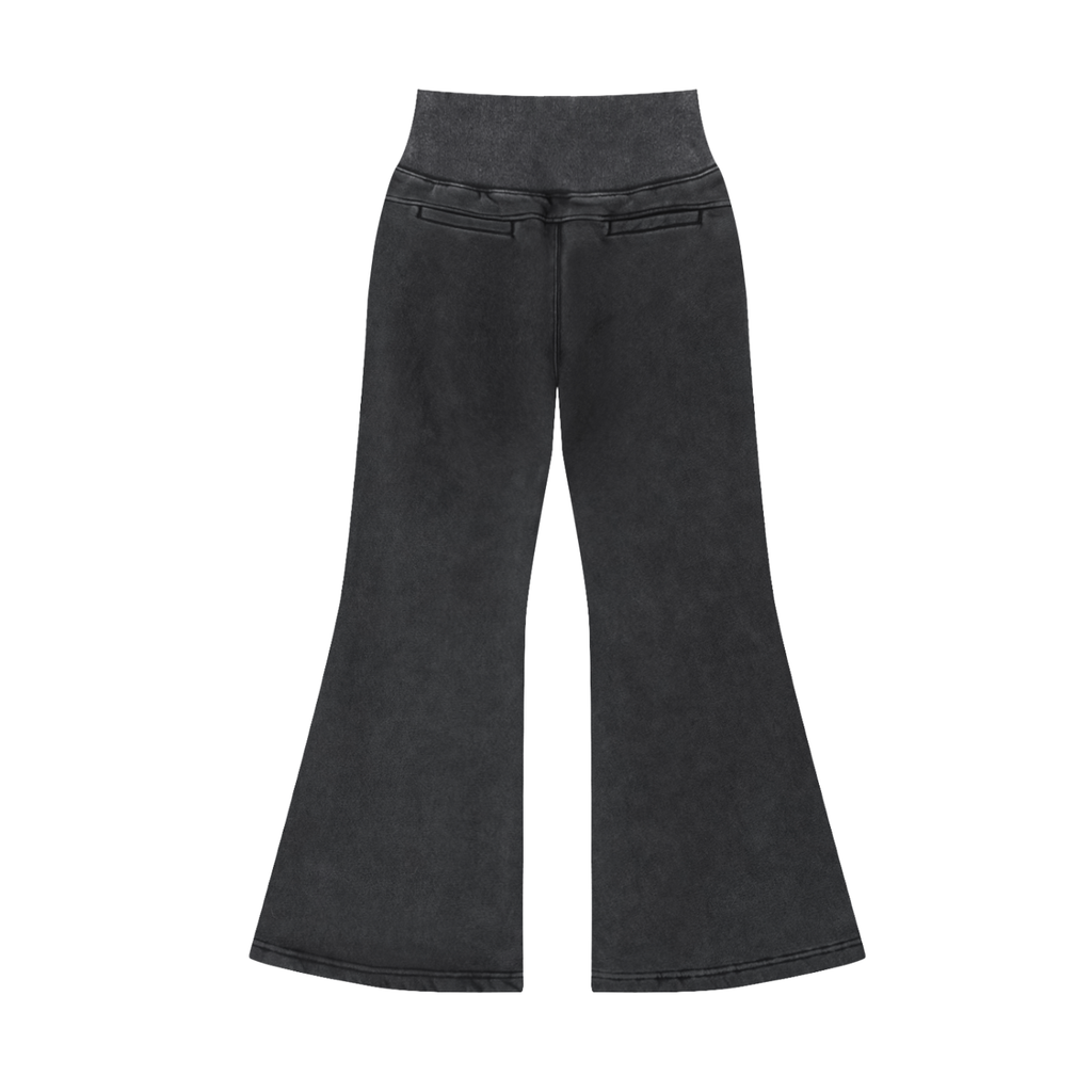 POSITIVE ENERGY W Vintage Washed Flared Fleece Pants (BLACK)