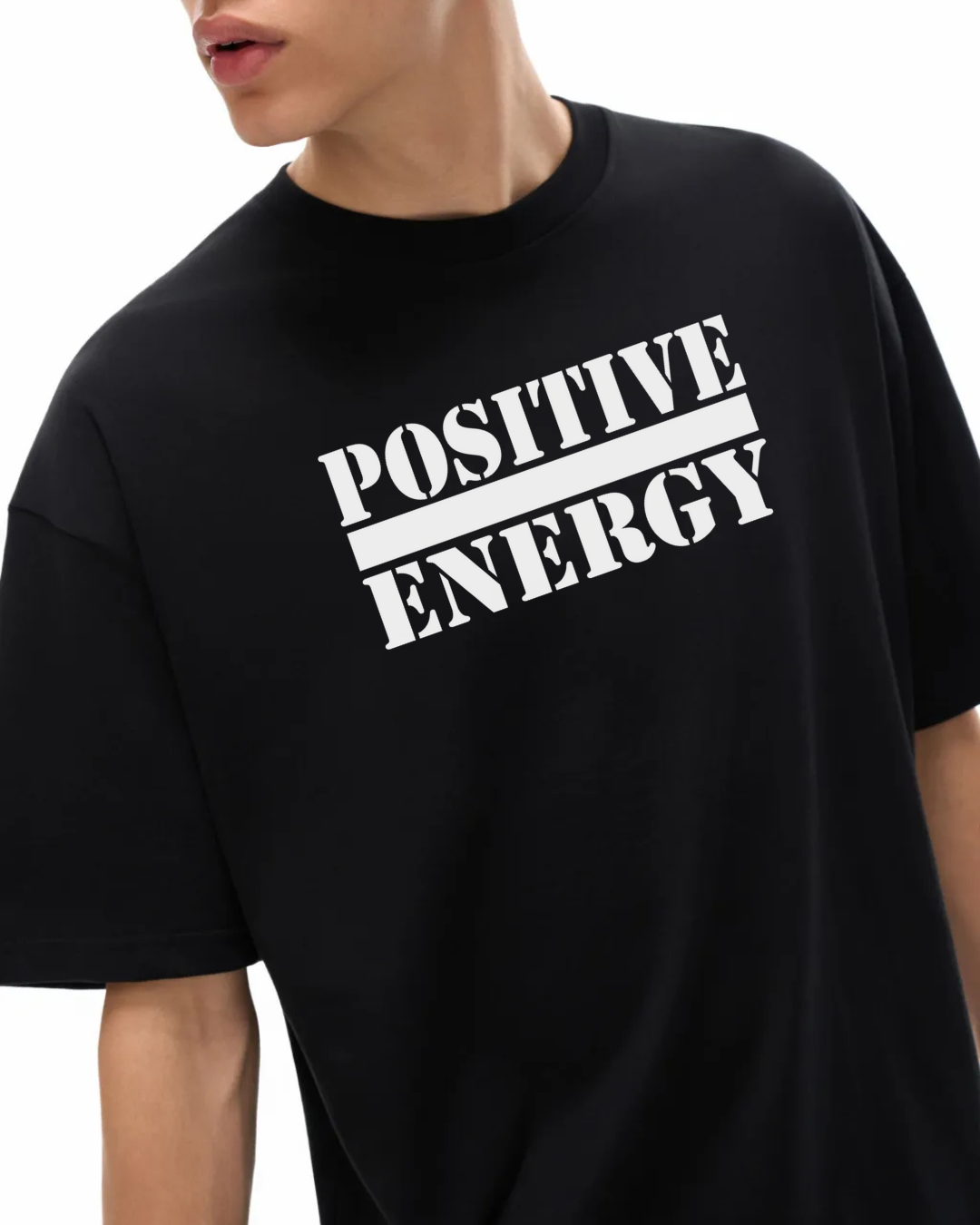 POSITIVE ENERGY Oversized T-Shirt (BLACK)