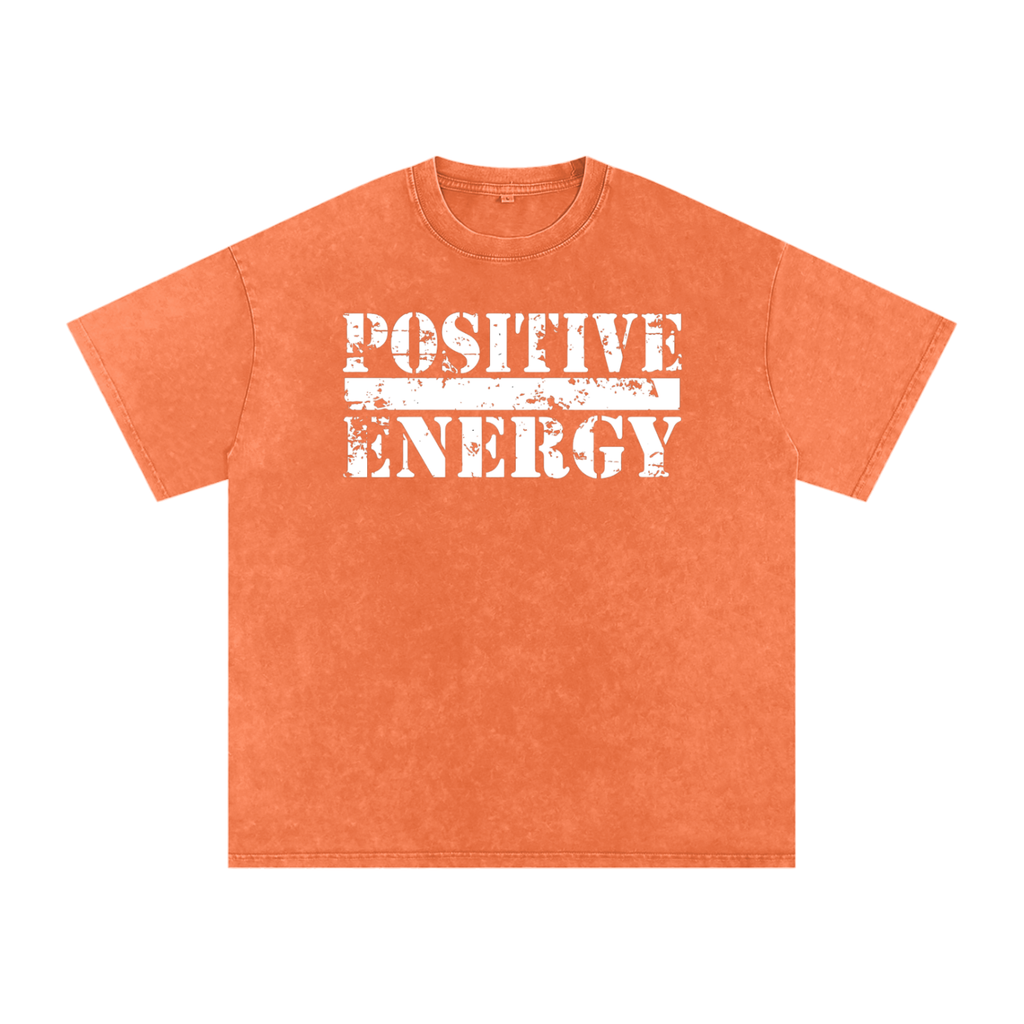 POSITIVE ENERGY Premium Snow Washed Oversized T-Shirt (ORANGE)