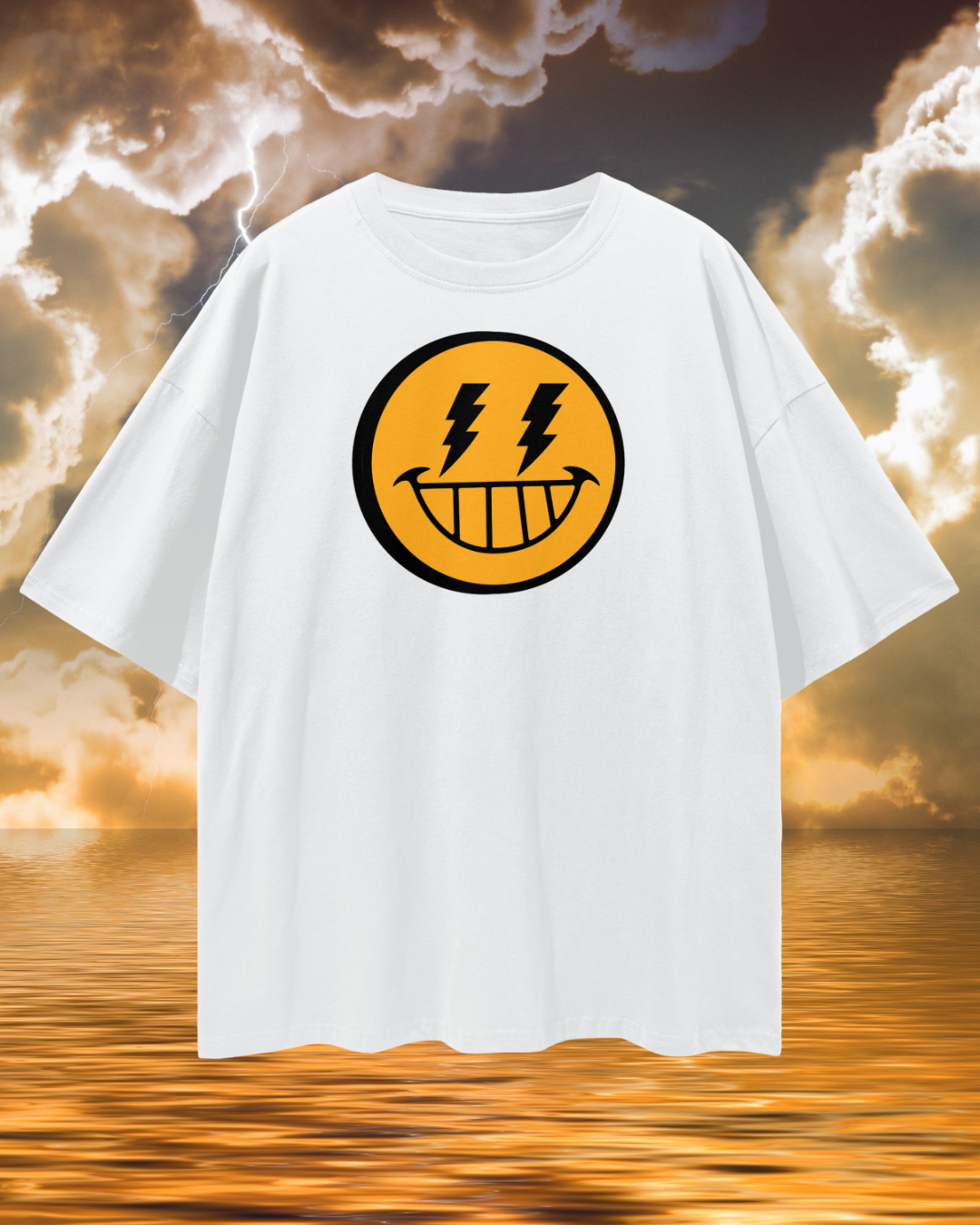 POSITIVE ENERGY Smilez Oversized Streetwear T-Shirt (WHITE)