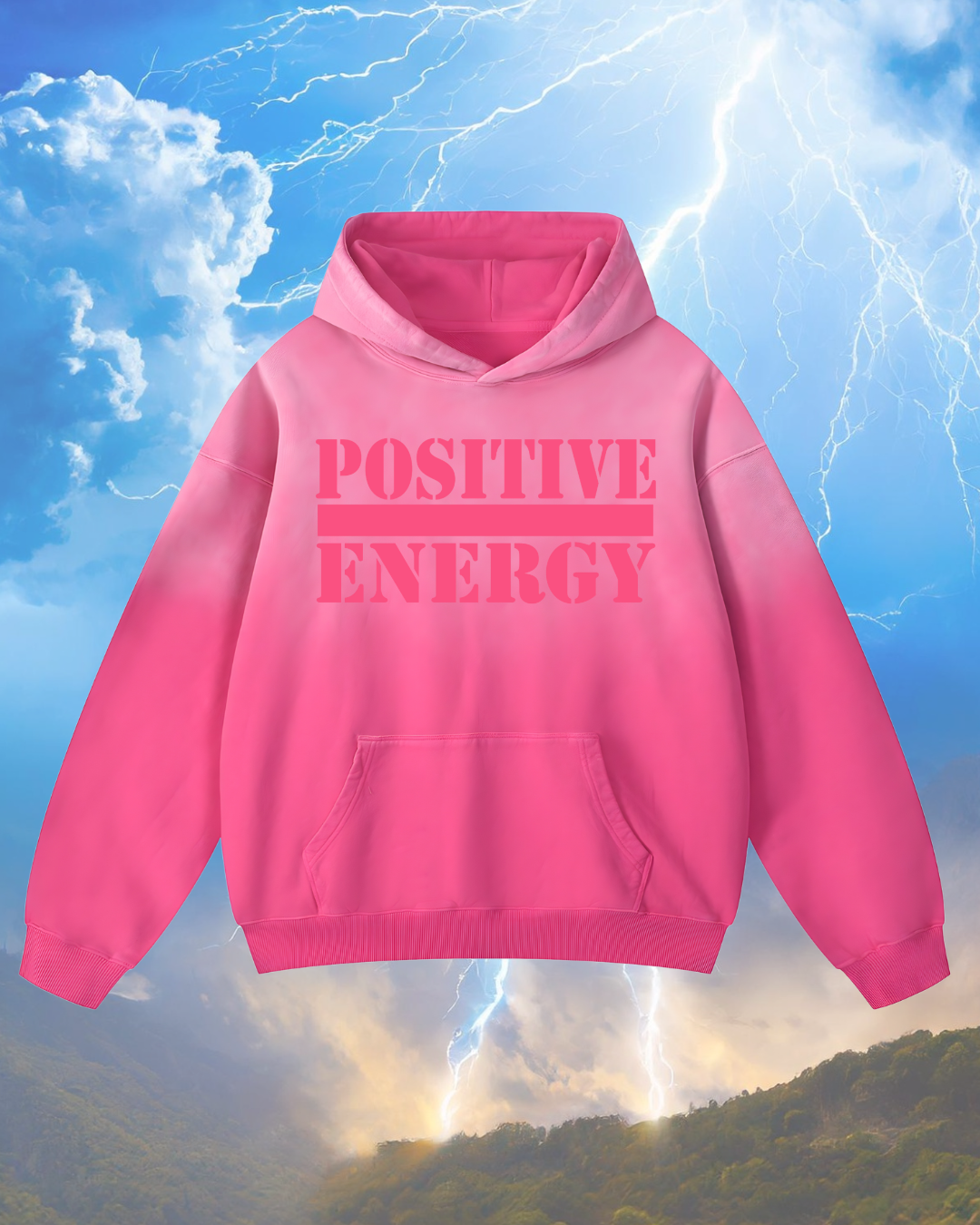 POSITIVE ENERGY Two Tone Sunfade Oversized Hoodie (PINK)