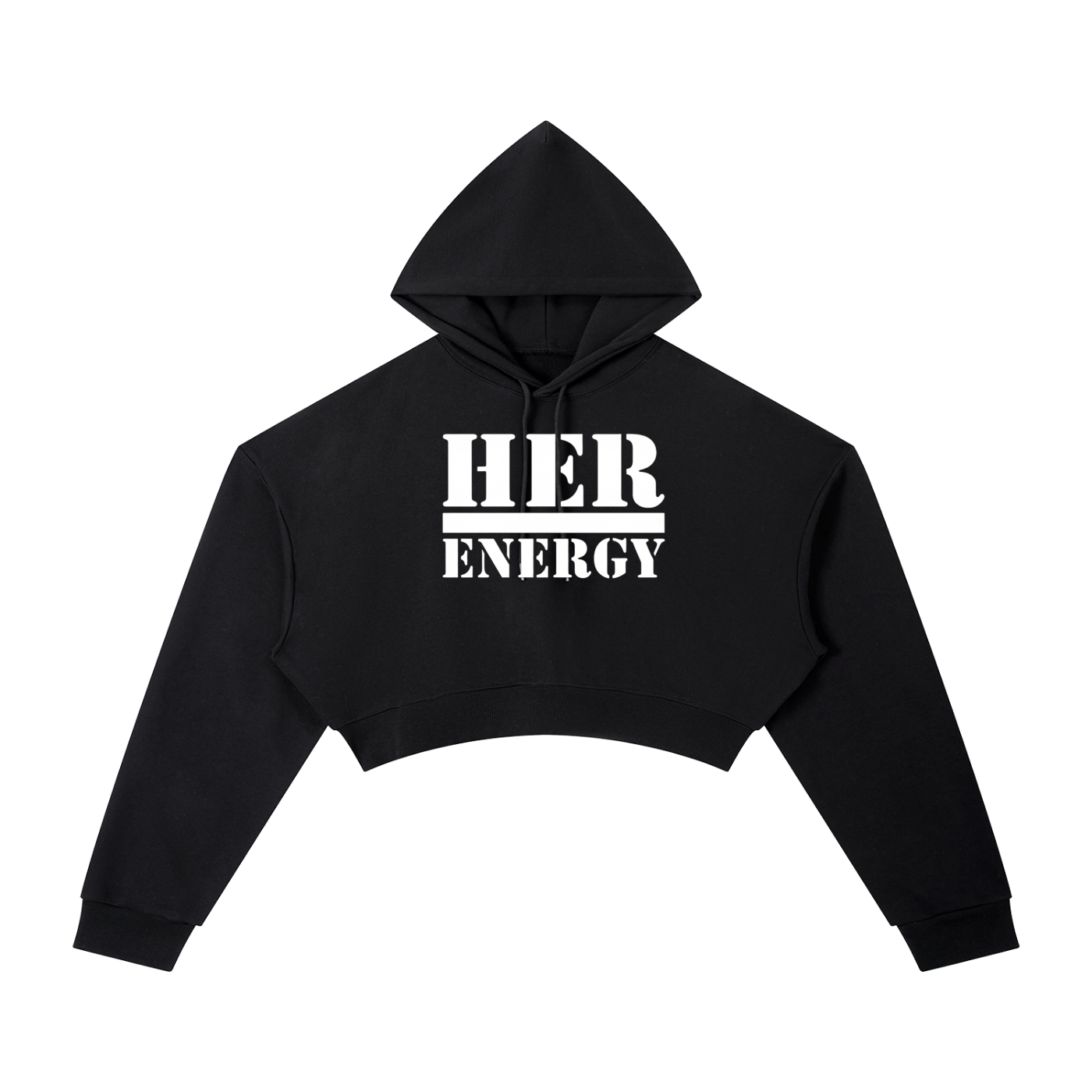 POSITIVE ENERGY W Essential Cropped Hoodie (BLACK)
