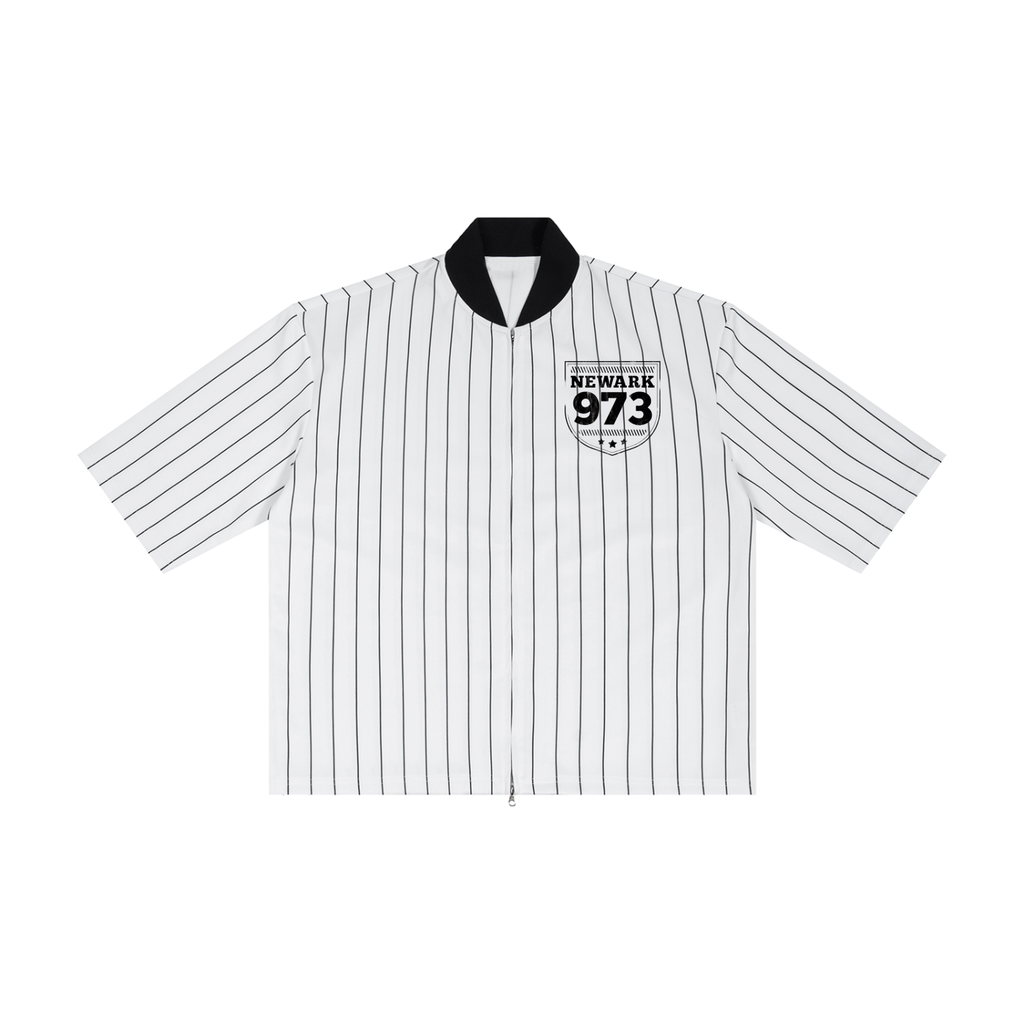 Unisex Striped Full-Zip Baseball Jersey