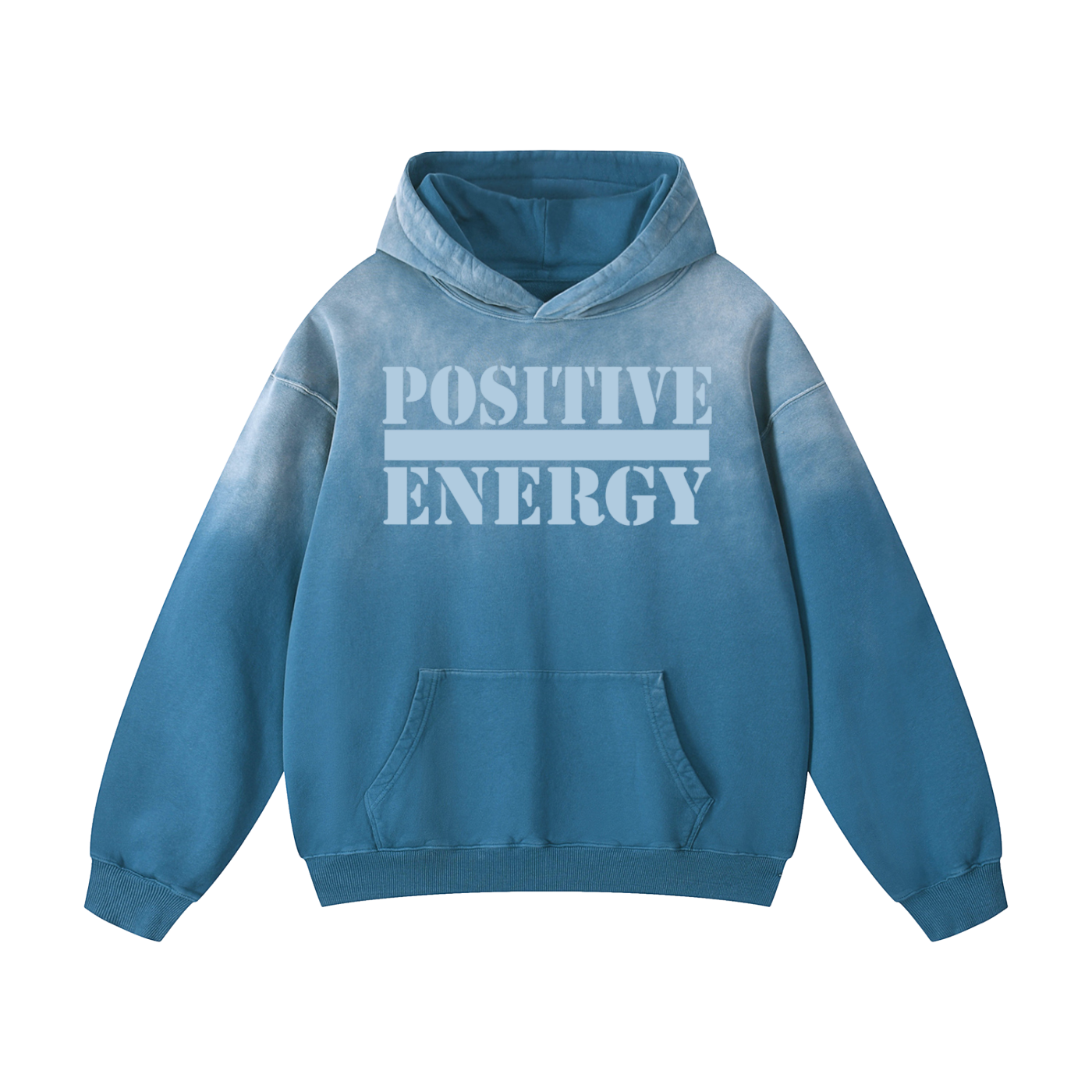 POSITIVE ENERGY Two Tone Sunfade Oversized Hoodie (BLUE)