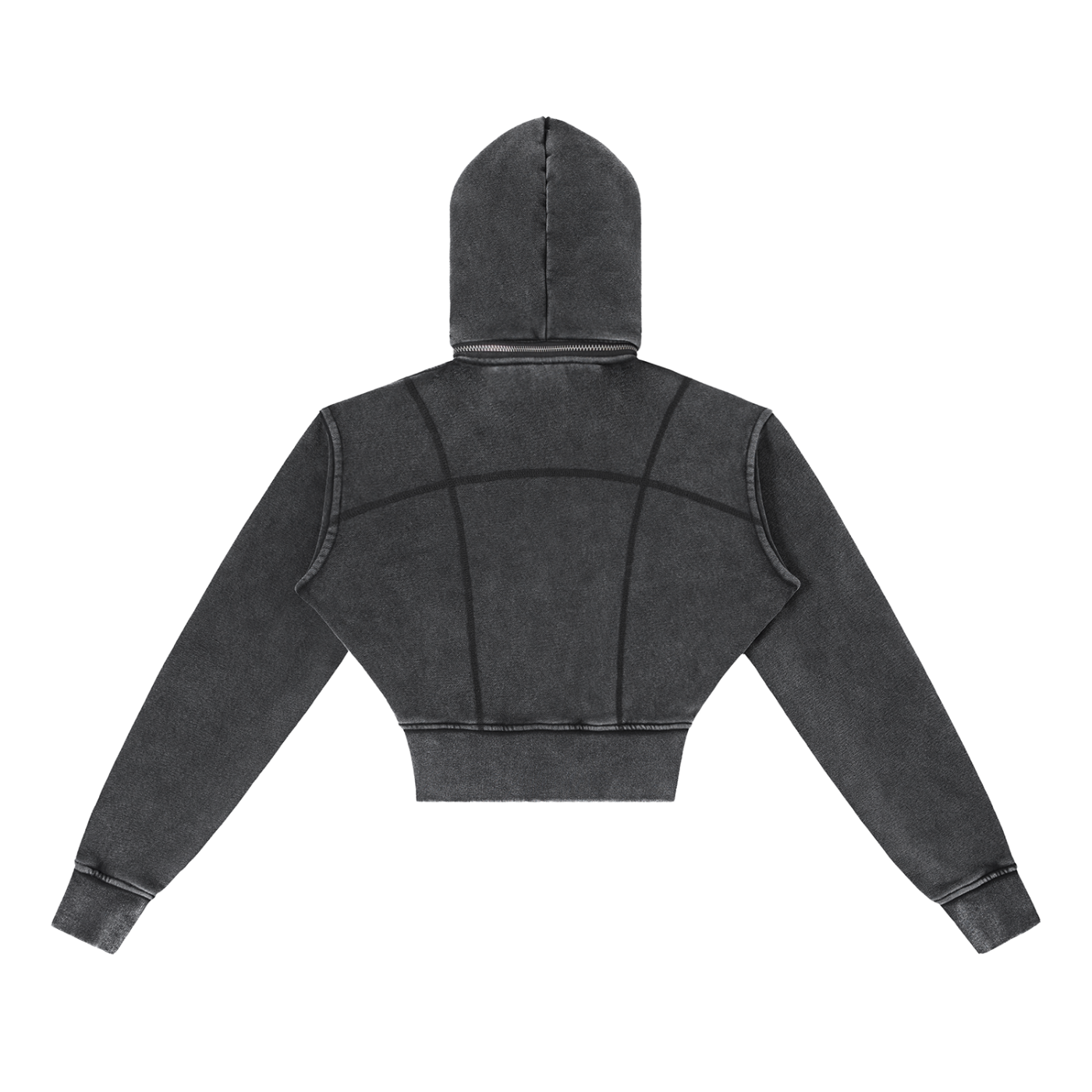 POSITIVE ENERGY W Vintage Washed Cropped Fleece Hoodie (BLACK)