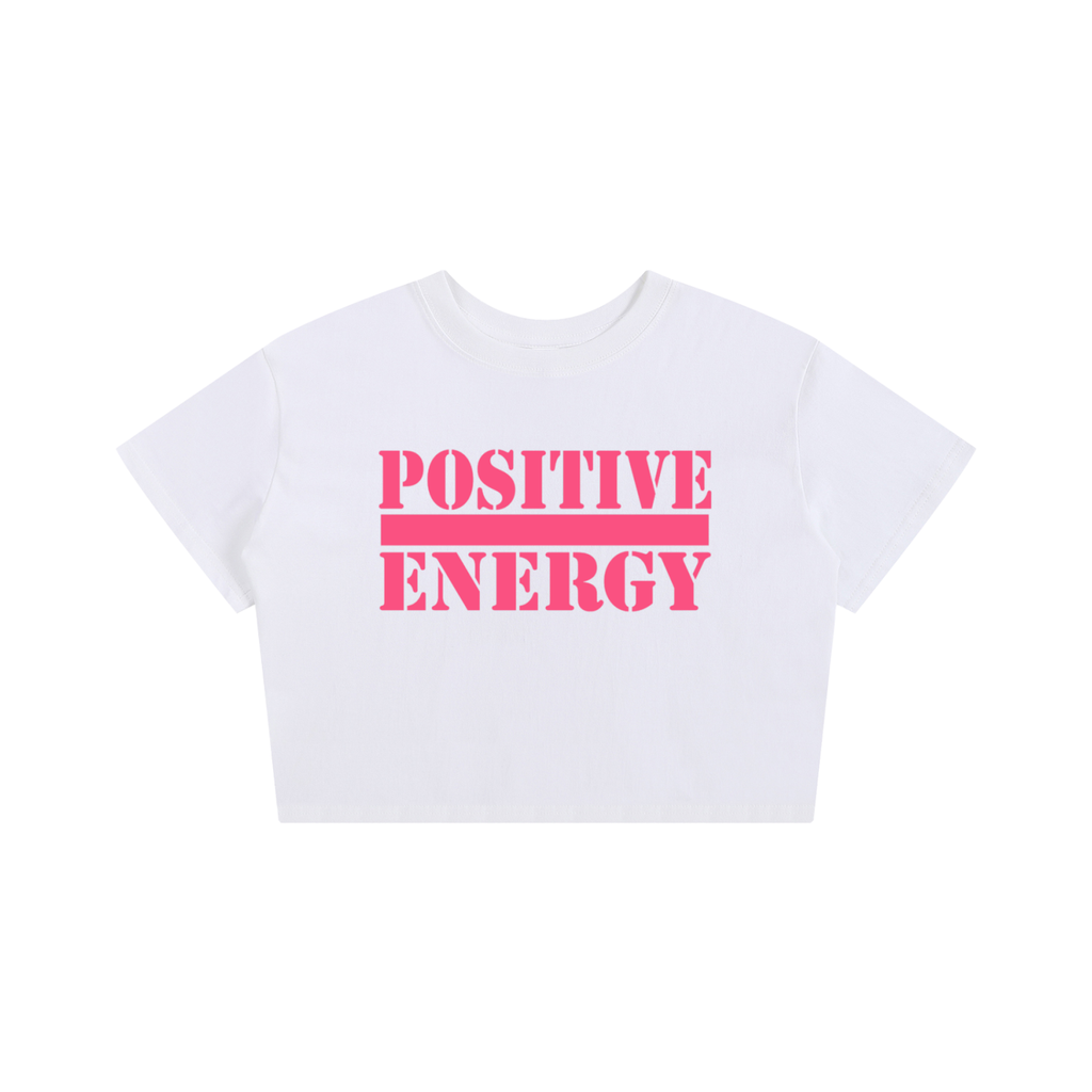 POSITIVE ENERGY W Baby Tee Seamless T-Shirt (WHITE)