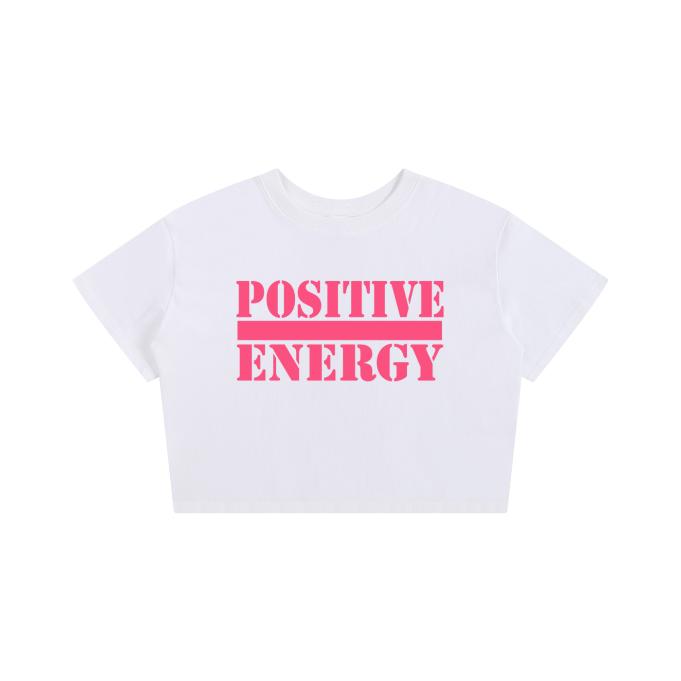 POSITIVE ENERGY W Baby Tee Seamless T-Shirt (WHITE)