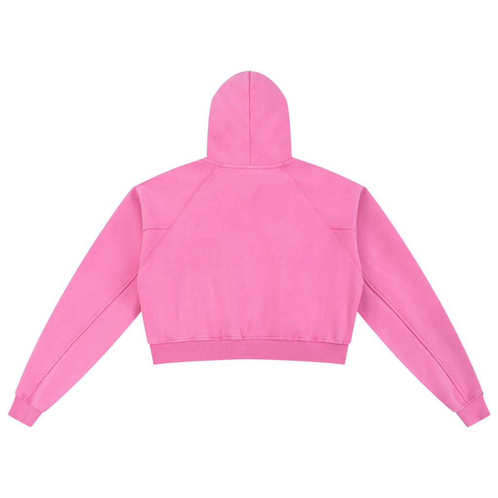 POSITIVE ENERGY W Snow Washed Cropped Hoodie (SKY BLUE)