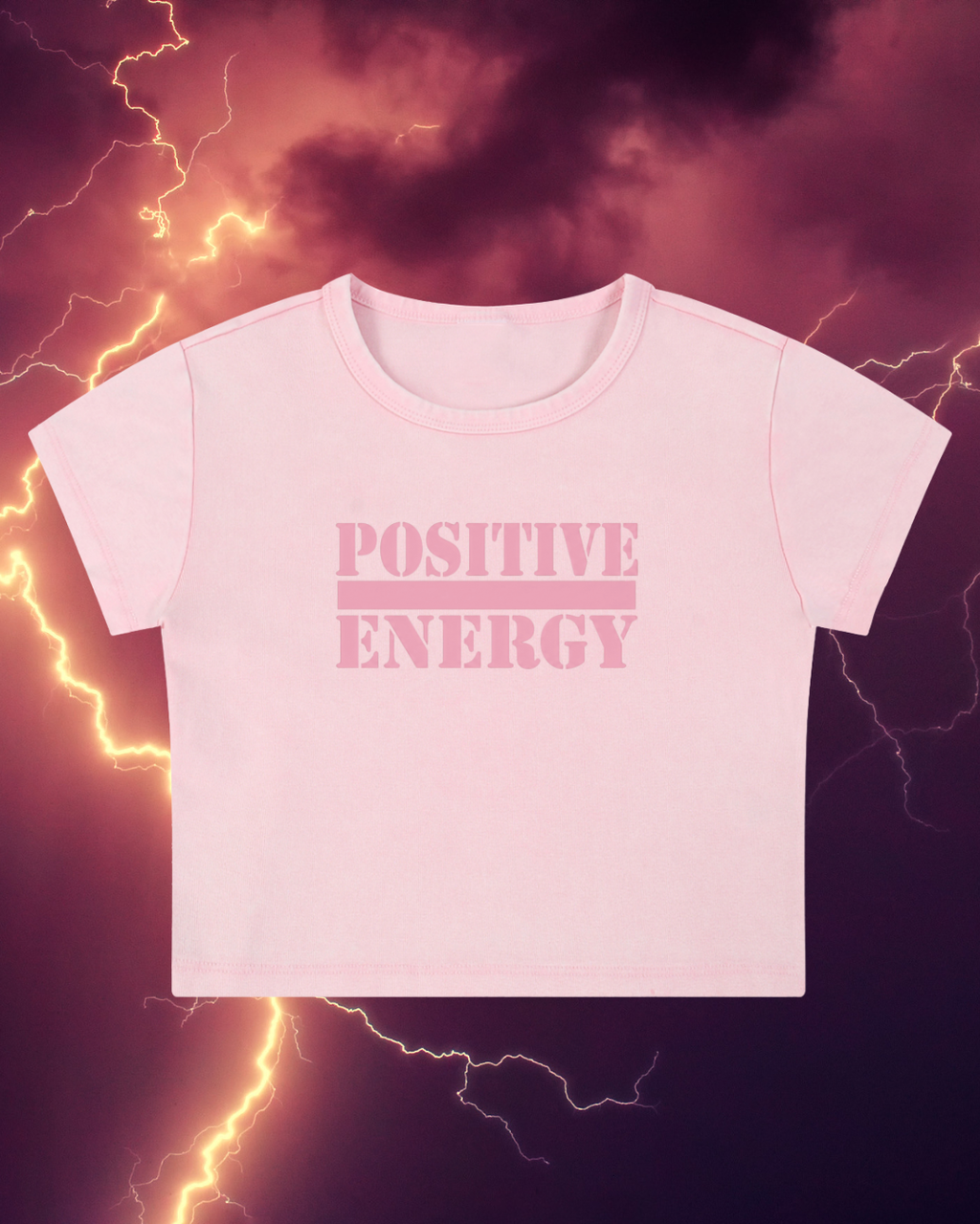 POSITIVE ENERGY W Snow Washed Crop Top (PINK)