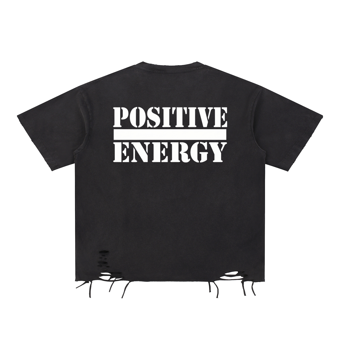 POSITIVE ENERGY Smilez Snow Washed Raw-Hem T-Shirt