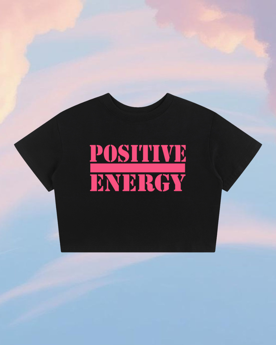POSITIVE ENERGY W Baby Tee Seamless T-Shirt (BLACK)