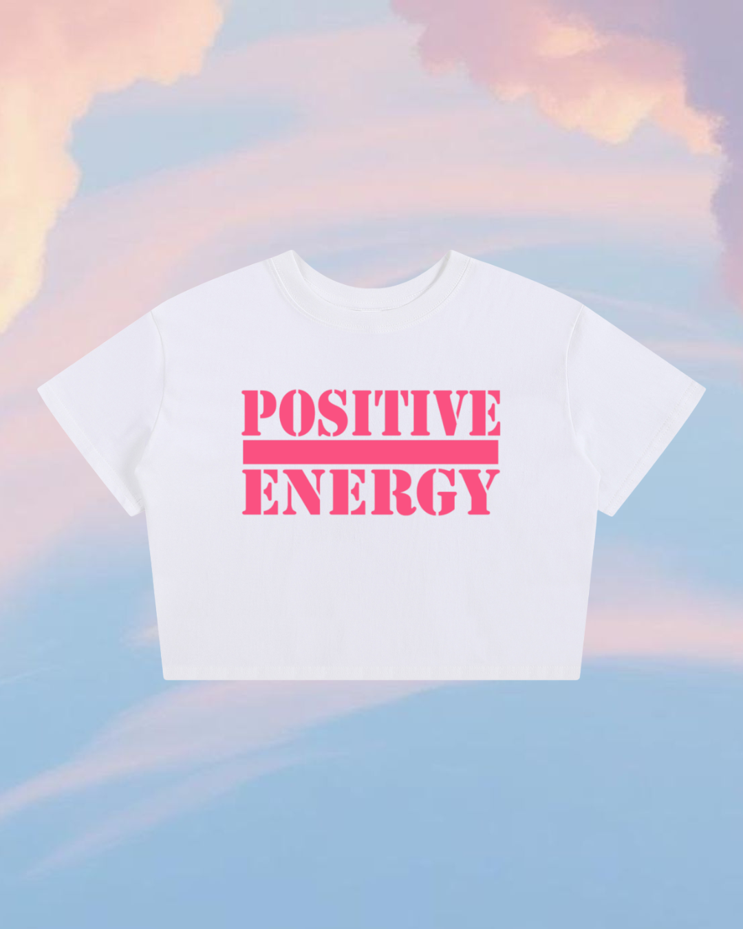 POSITIVE ENERGY W Baby Tee Seamless T-Shirt (WHITE)
