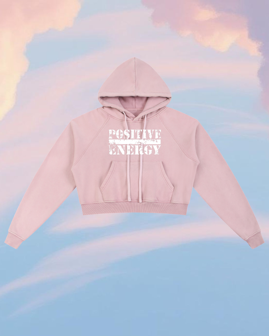 POSITIVE ENERGY W Snow Washed Cropped Hoodie (LIGHT PINK)