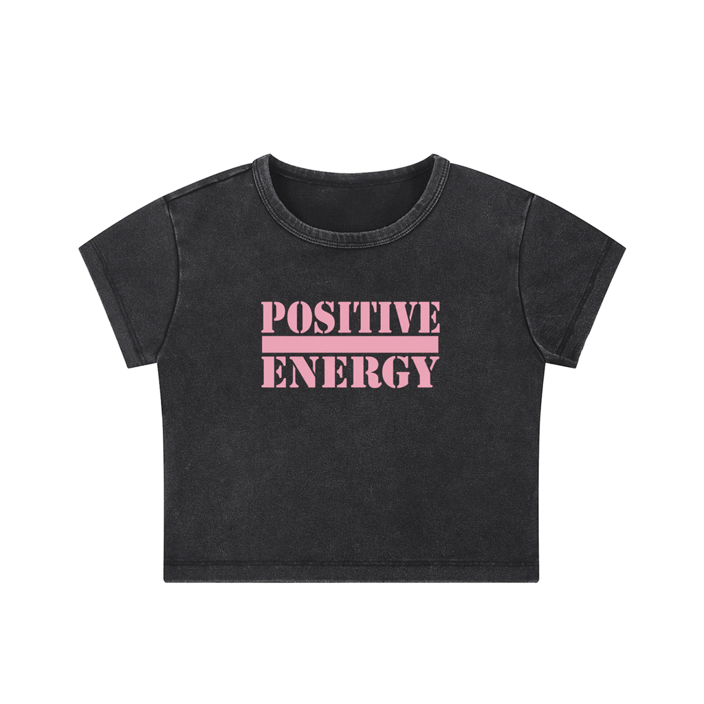 POSITIVE ENERGY W Snow Washed Crop Top (BLACK)