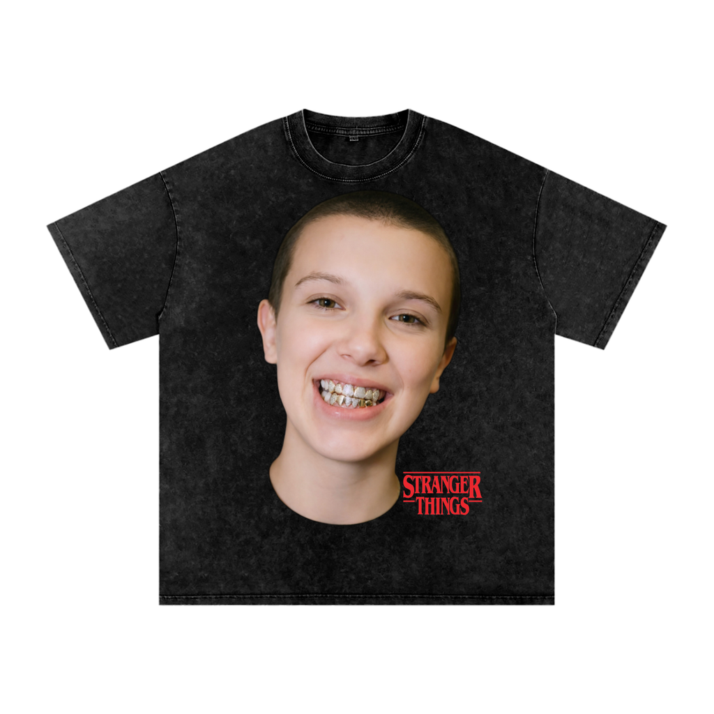 Stranger Things Drippy ELEVEN Unisex Acid Wash Streetwear Graphic T-Shirt