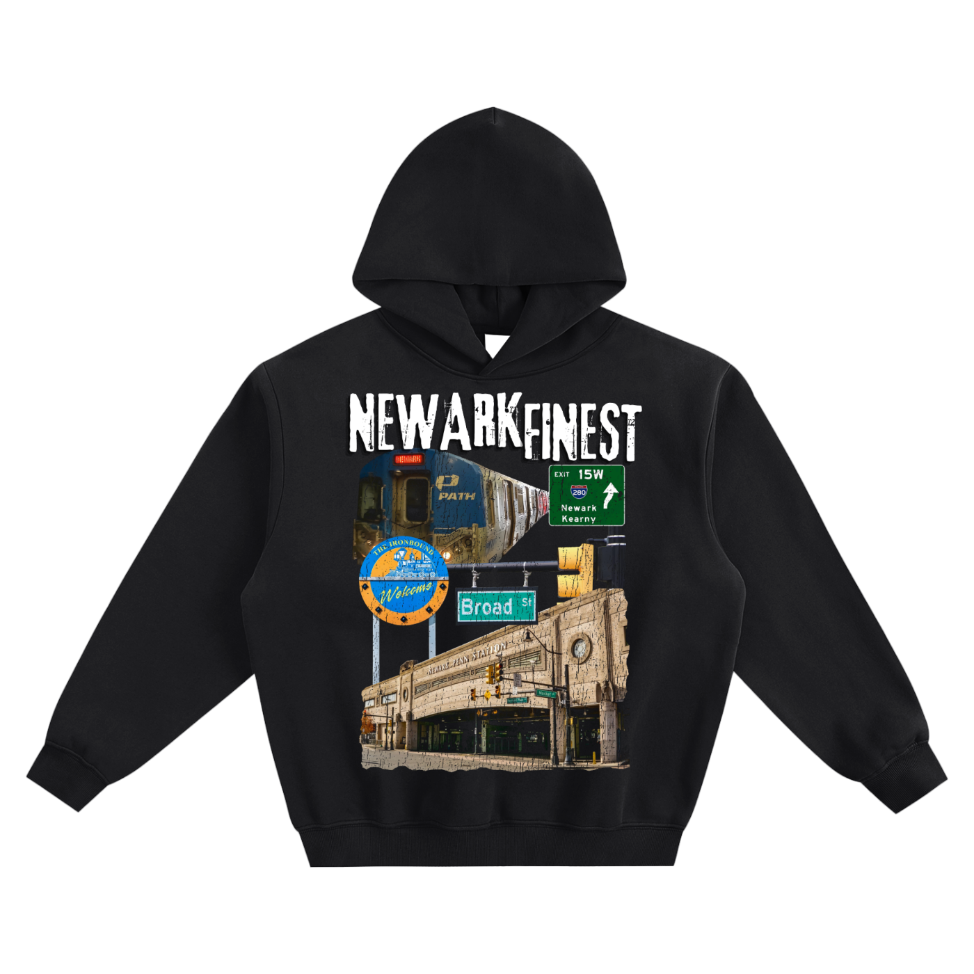 NEWARK FINEST "BROAD STATEMENT" Hoodies (Grey & Black)