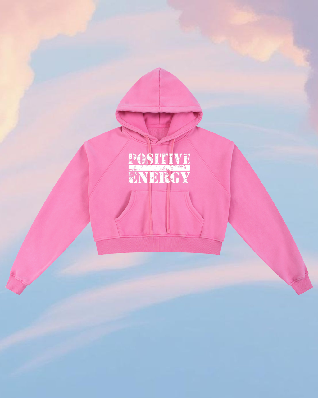 POSITIVE ENERGY W Snow Washed Cropped Hoodie (PINK)