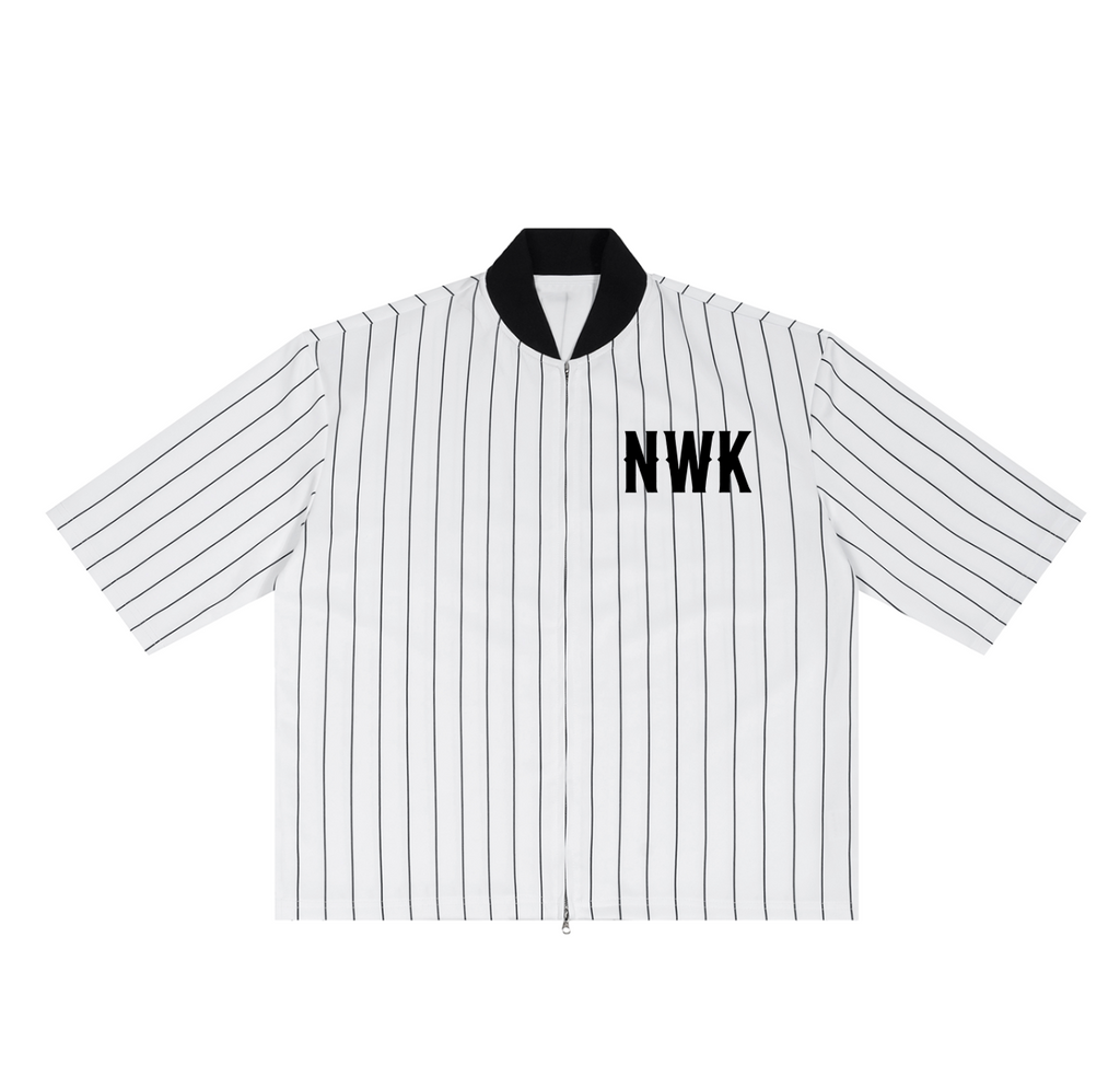 Unisex Striped Full-Zip Baseball Jersey
