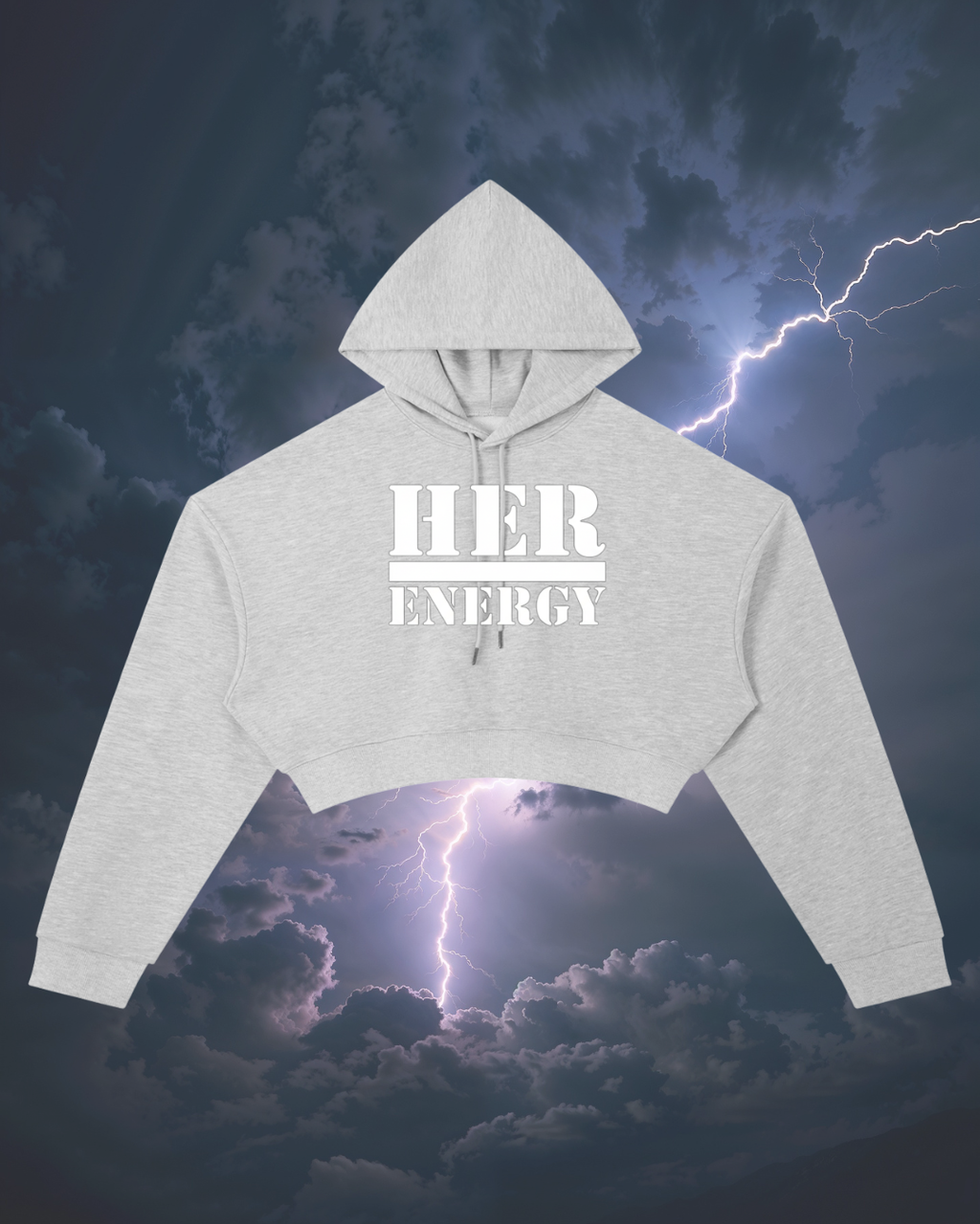 POSITIVE ENERGY W Essential Cropped Hoodie (GREY)