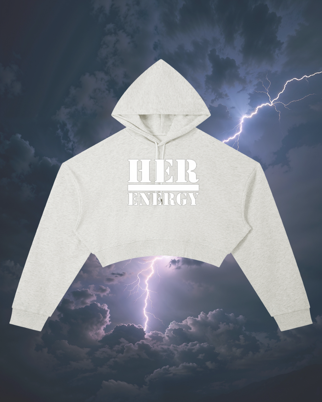 POSITIVE ENERGY W Essential Cropped Hoodie (OAT GREY)