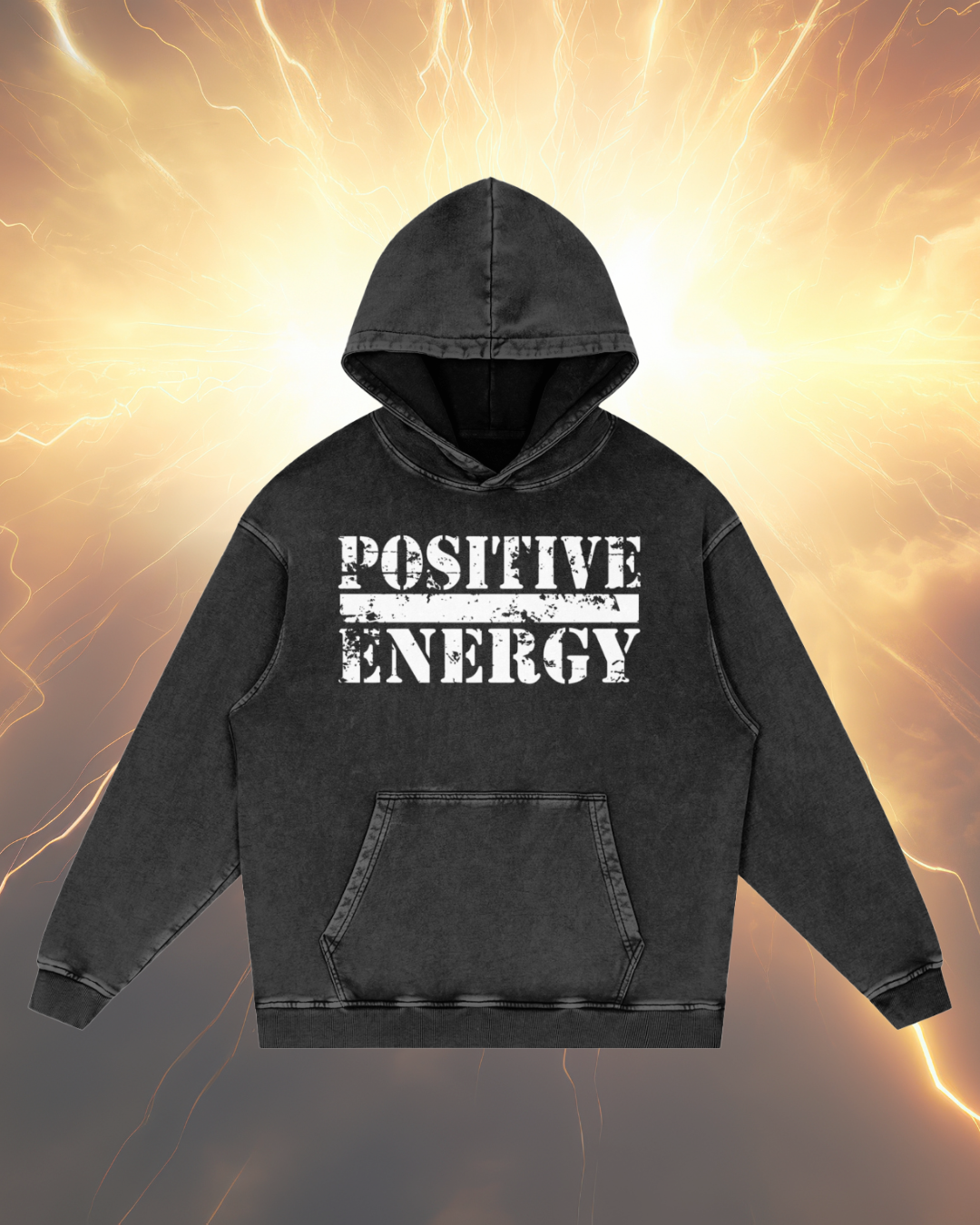 POSITIVE ENERGY Snow Washed Loose Cotton Hoodie