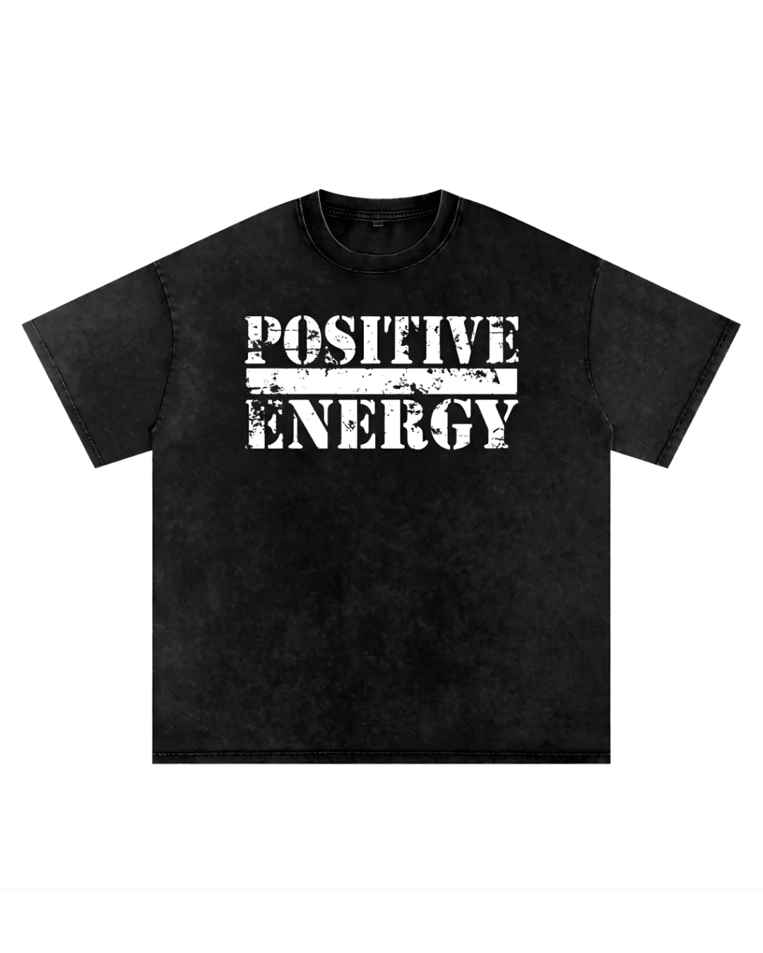 POSITIVE ENERGY Premium Snow Washed Oversized T-Shirt (BLACK)