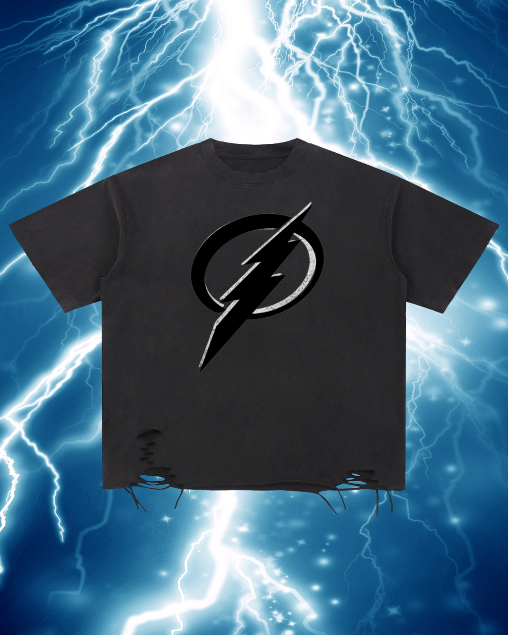 POSITIVE ENERGY Snow Washed Raw-Hem T-Shirt