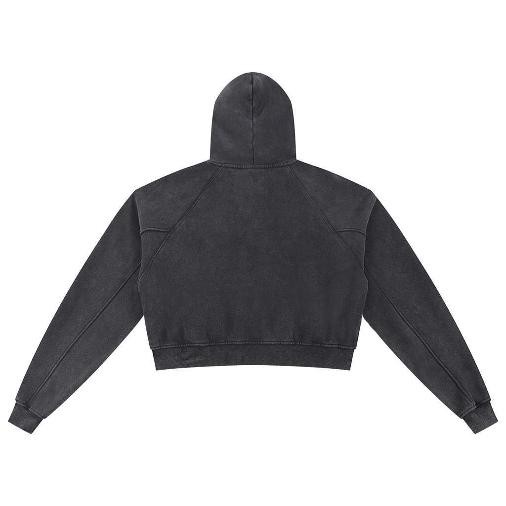 POSITIVE ENERGY W Snow Washed Cropped Hoodie (SKY BLUE)