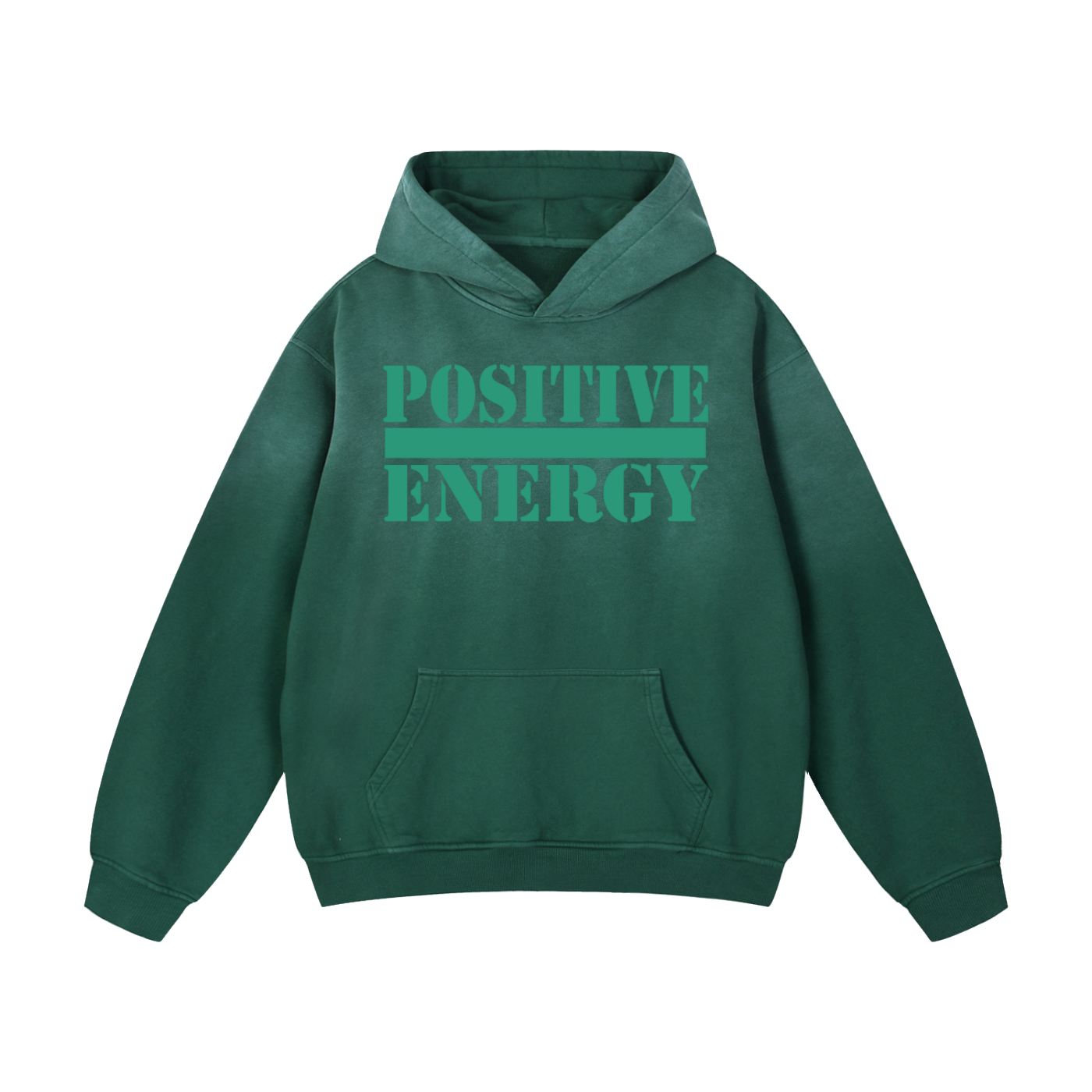 POSITIVE ENERGY Two Tone Sunfade Oversized Hoodie (GREEN)